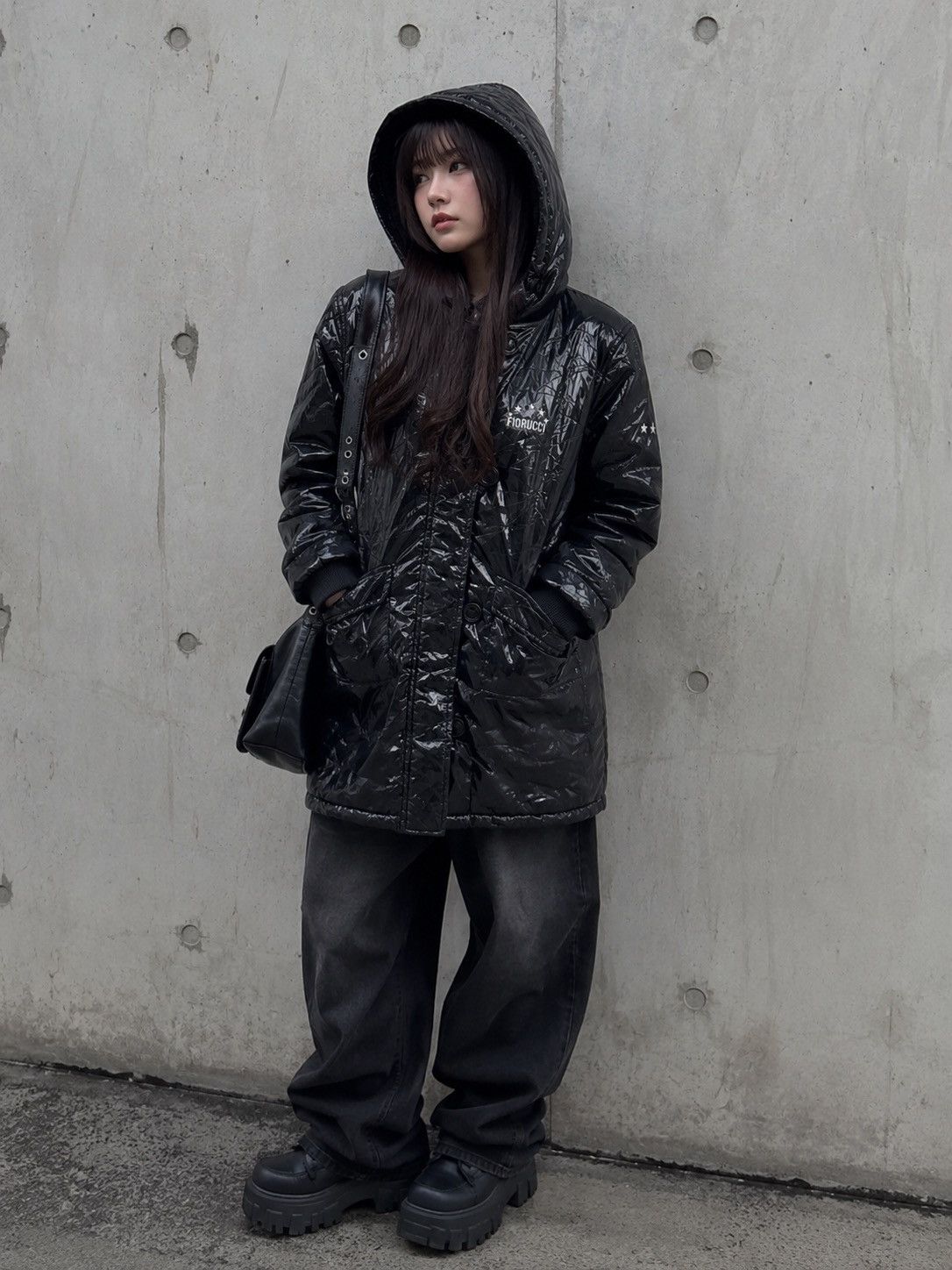 Fiorucci FLORUCCI Embroidery Small Logo Black Puffer Jacket Down Size L / US 10 / IT 46 - 1 Thumbnail