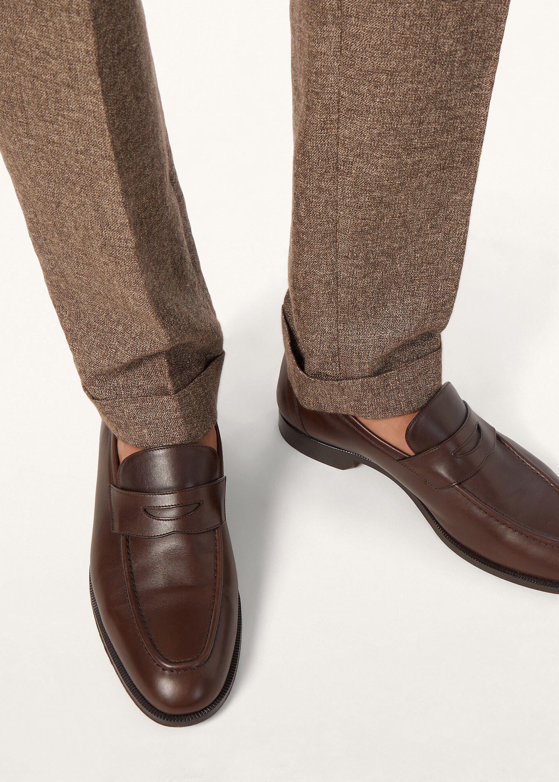 Loro Piana os11x0226 FAO6135 Sergio Loafers in French Coffee Size US 7 / EU 40 - 2 Thumbnail
