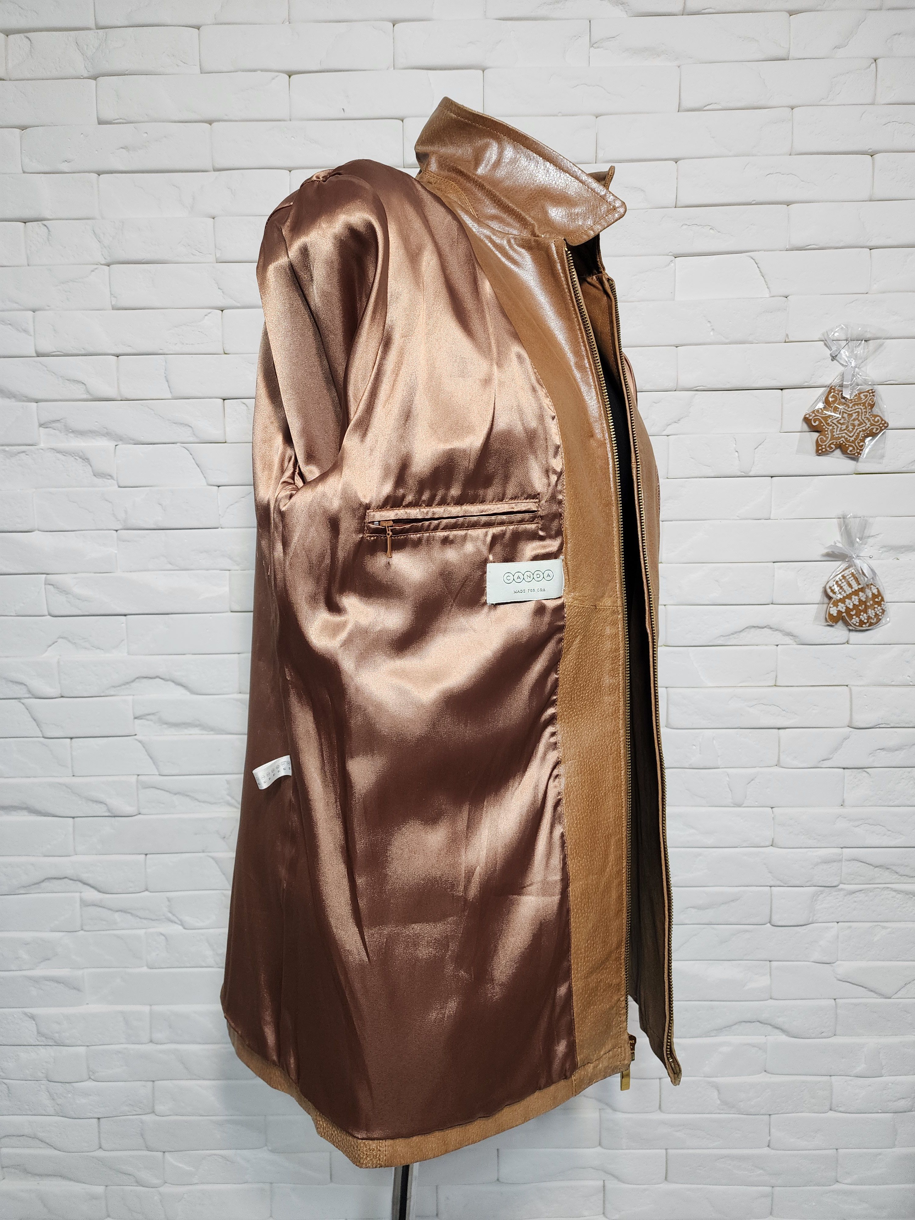 Other Brown Leather Jacket: Women's Zip-Up, Medium Softness Size XL / US 12-14 / IT 48-50 - 8 Thumbnail