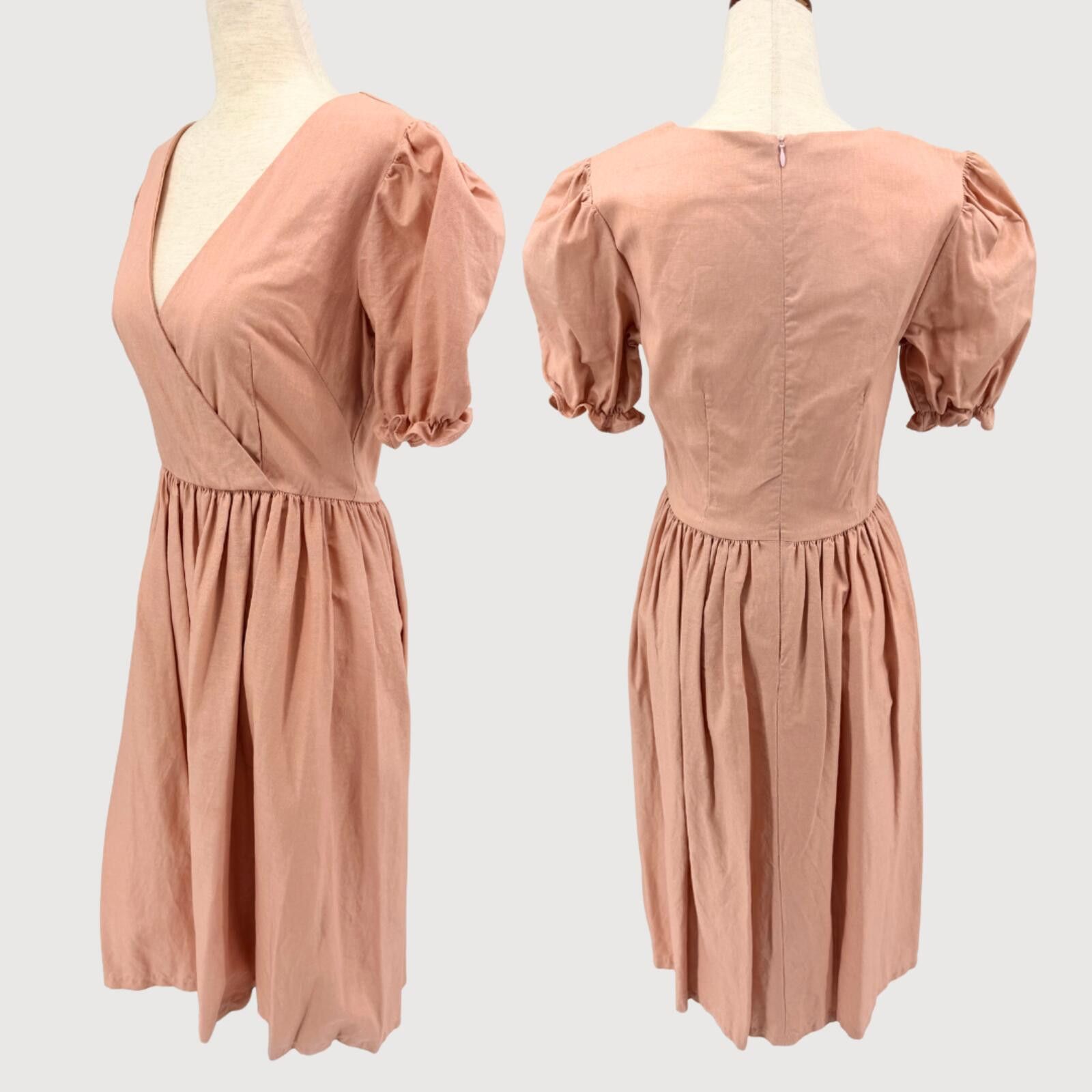 Other Lisa Says Gah Topanga Linen Dress Pink Puff Sleeve M Size 32" / US 10 / IT 46 - 3 Thumbnail