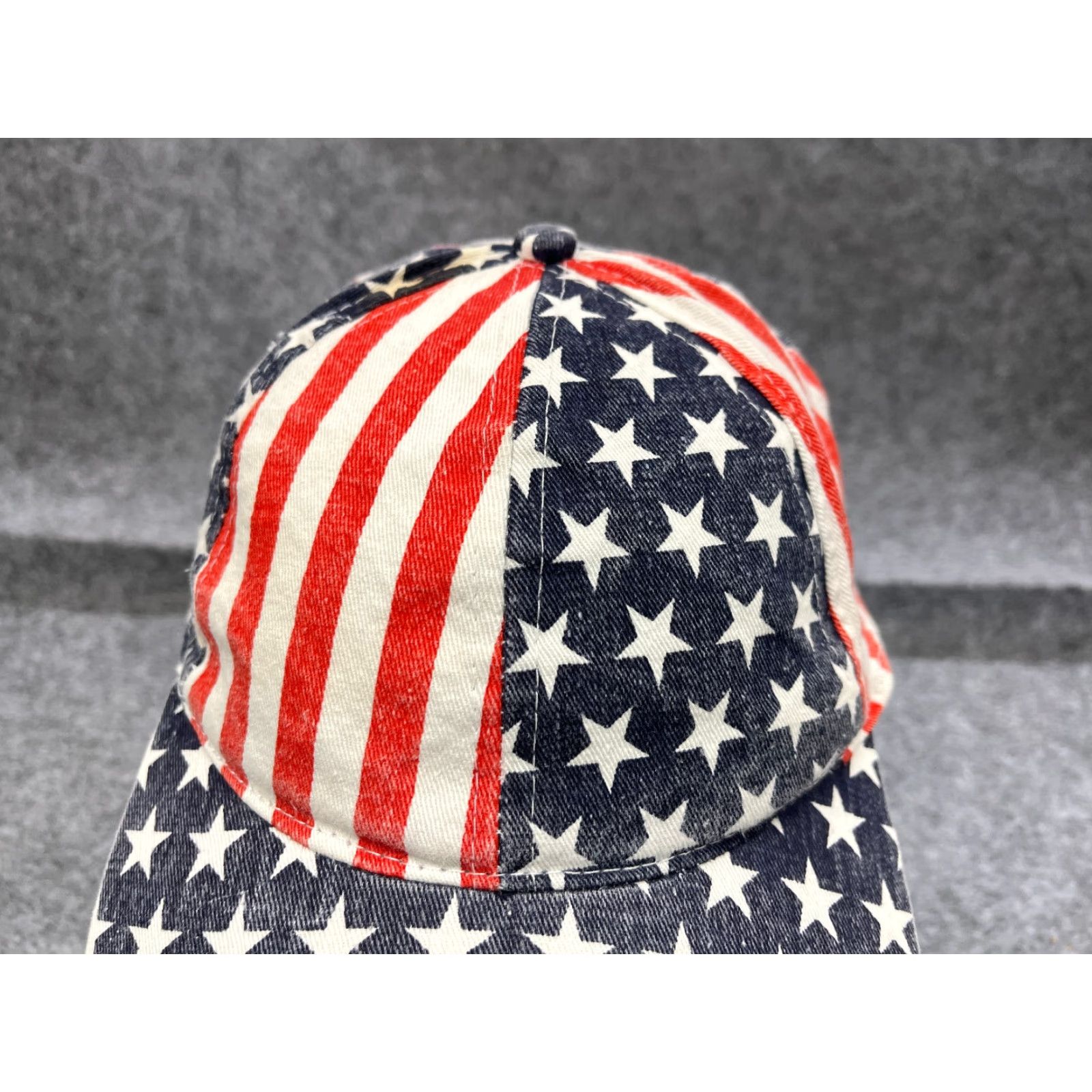 Vintage USA Flag Hat Cap N/A 4th Of July Baseball Cap Unbranded Unisex Adults One Size Blue Cotton Polyester Knit Casual Party/Cocktail Travel Men’s/Women’s Size ONE SIZE - 2 Thumbnail