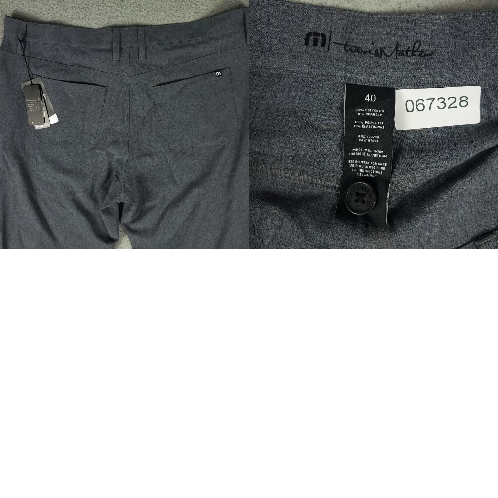 TravisMathew Travis Mathew Pants Mens 40x30 Gray 5 Pocket Golf Flat Front Chino Trousers Size US 40 / EU 56 - 8 Thumbnail