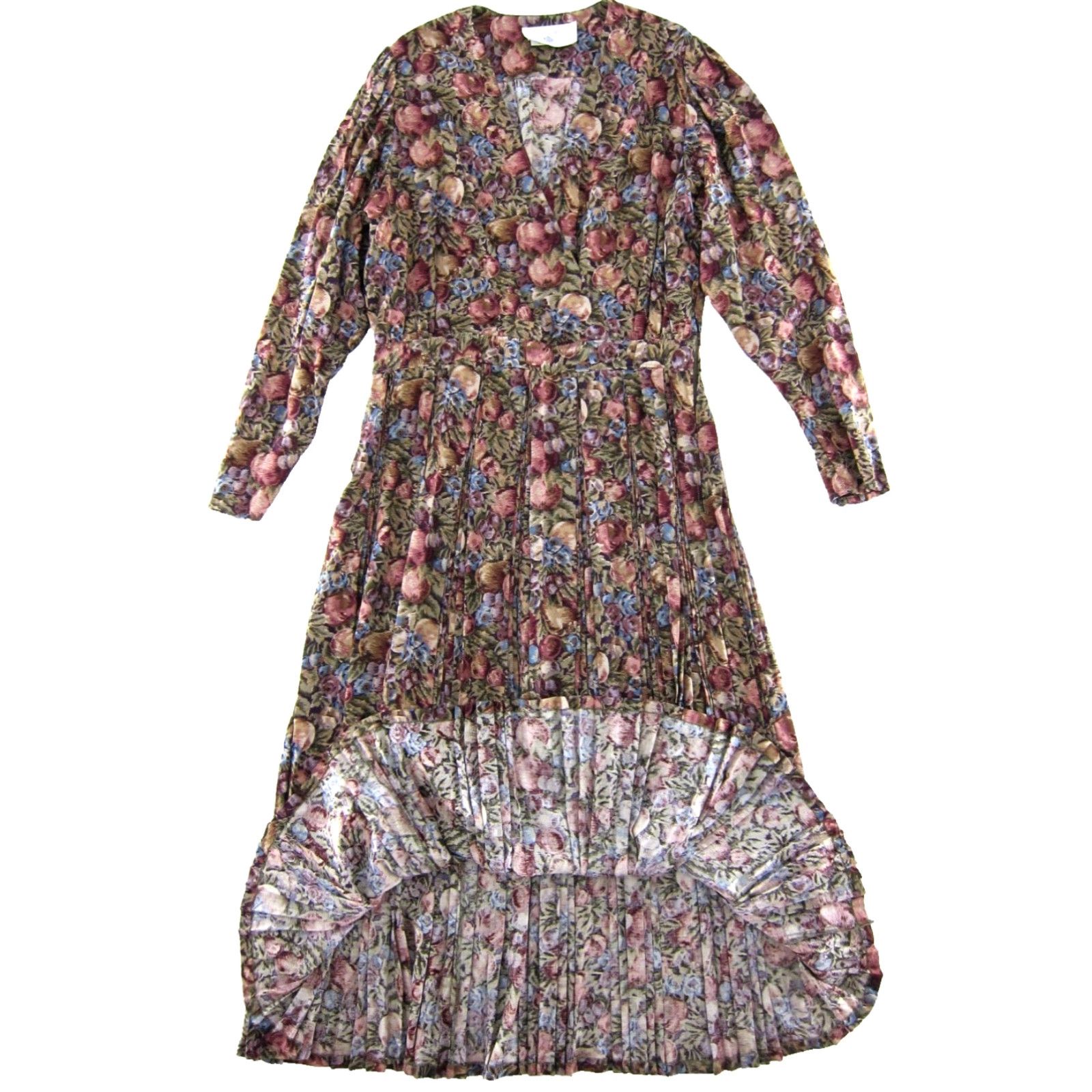 Vintage VINTAGE Eileen West Dress Long Sleeve Midi Pink Floral 10 Vintage Eileen West Rayon Pink Green Blue Floral Long Sleeve Midi Dress 10 Size L / US 10 / IT 46 - 6 Thumbnail