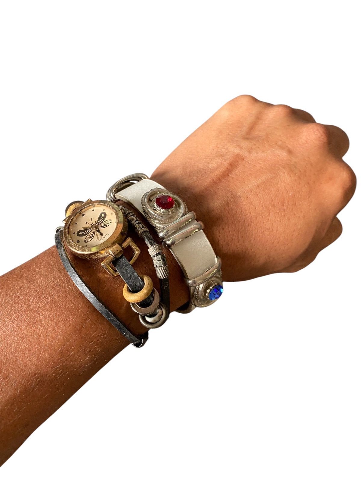 Japanese Brand × Leather Leather bracelet with swarowski Size ONE SIZE - 4 Thumbnail