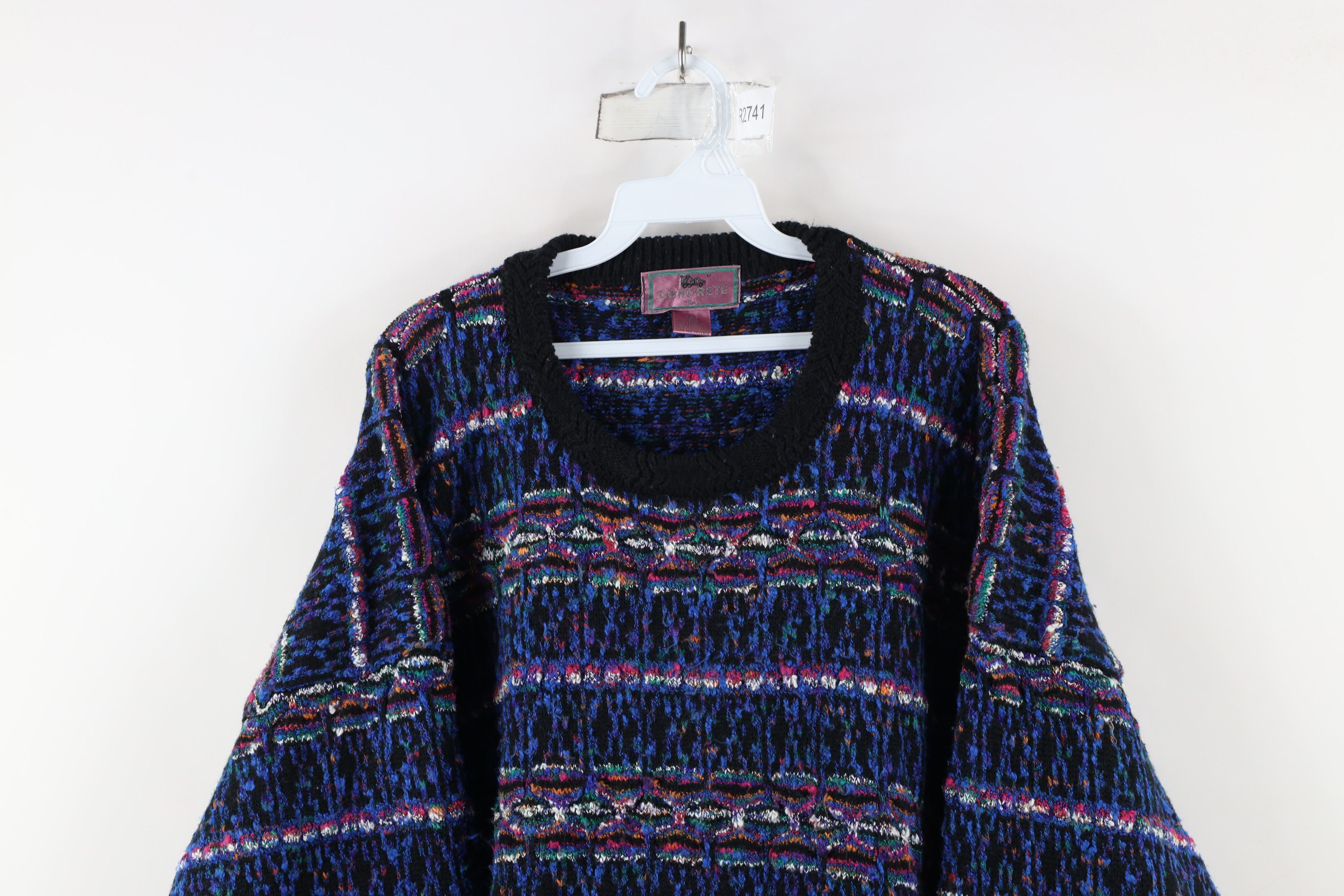 Vintage Vintage 90s Coogi Style Rainbow Textured Knit Sweater Size US XXL / EU 58 / 5 - 2 Thumbnail