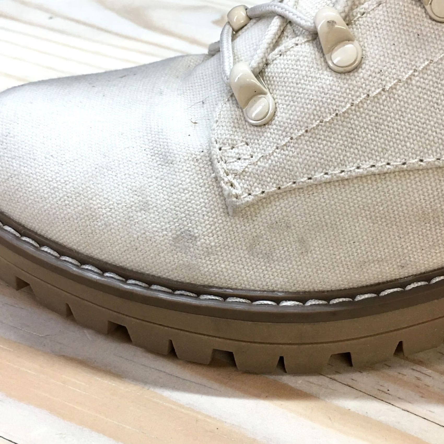 Vintage Universal Thread Boots Womens 9 Parker Lace Up Zip Ankle Bootie Cream Fabric Bootie Size US 9 / IT 39 - 6 Thumbnail