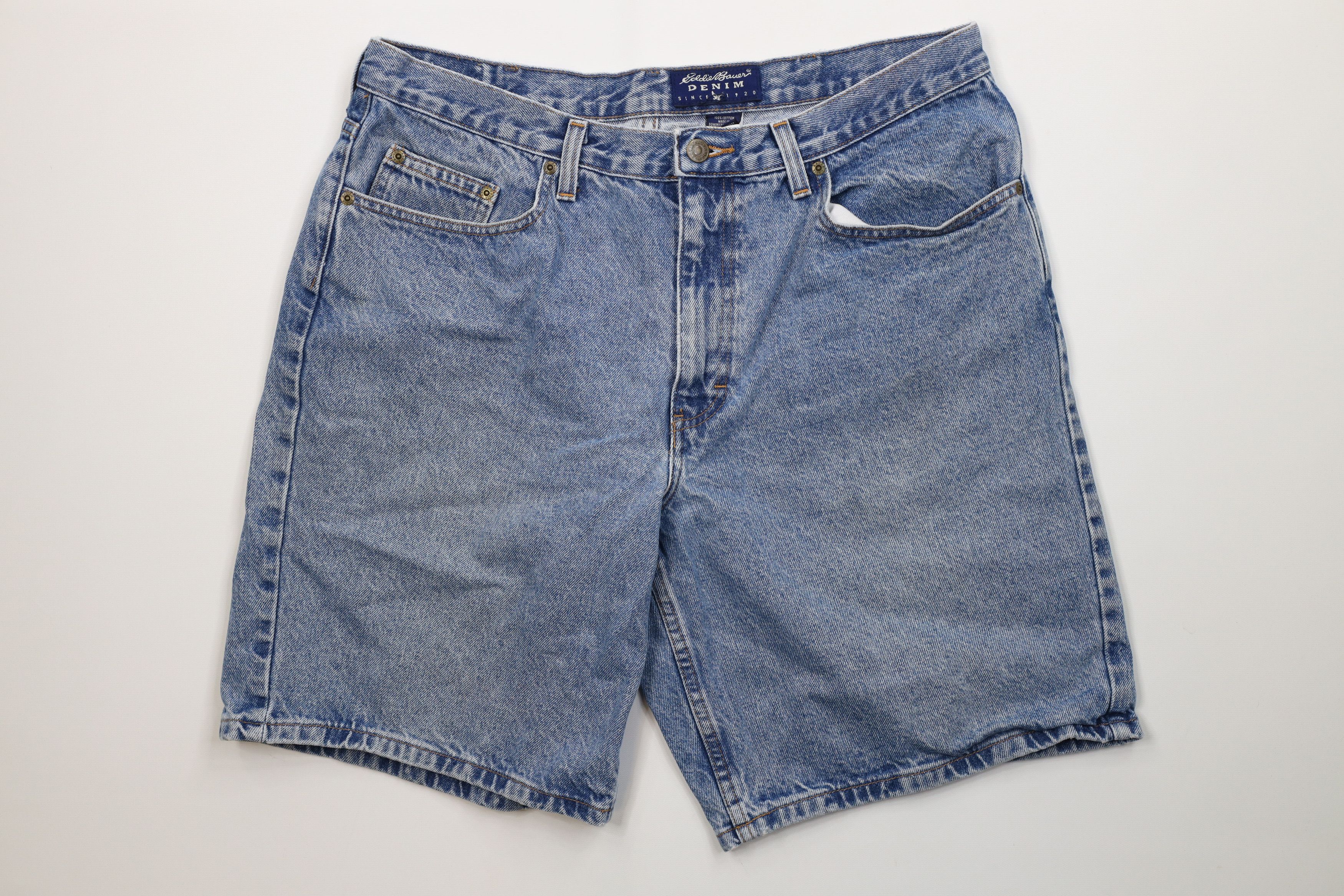 Eddie Bauer Vintage 90s Eddie Bauer Denim Jean Shorts Jorts Blue Cotton Size US 38 / EU 54 - 1 Thumbnail