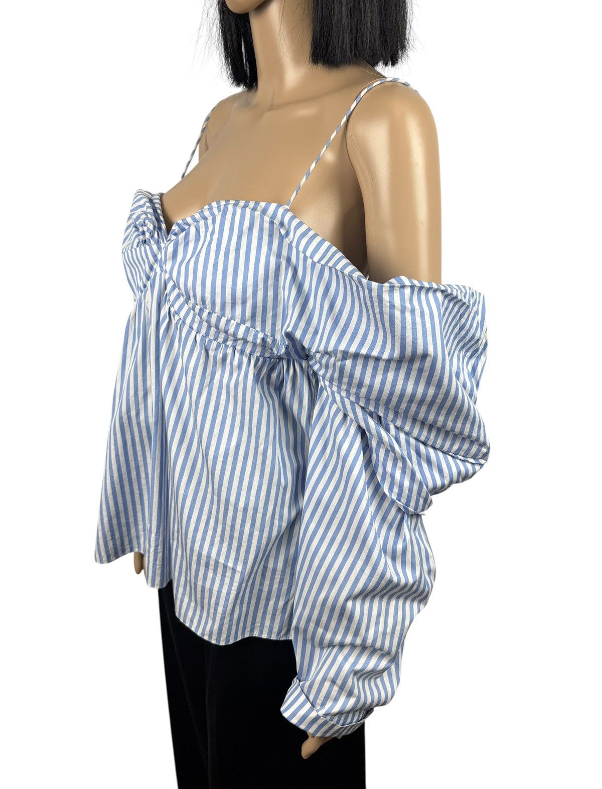 JW Anderson JW Anderson Blouse Off-the-shoulder with Ruching Striped Size L / US 10 / IT 46 - 4 Thumbnail