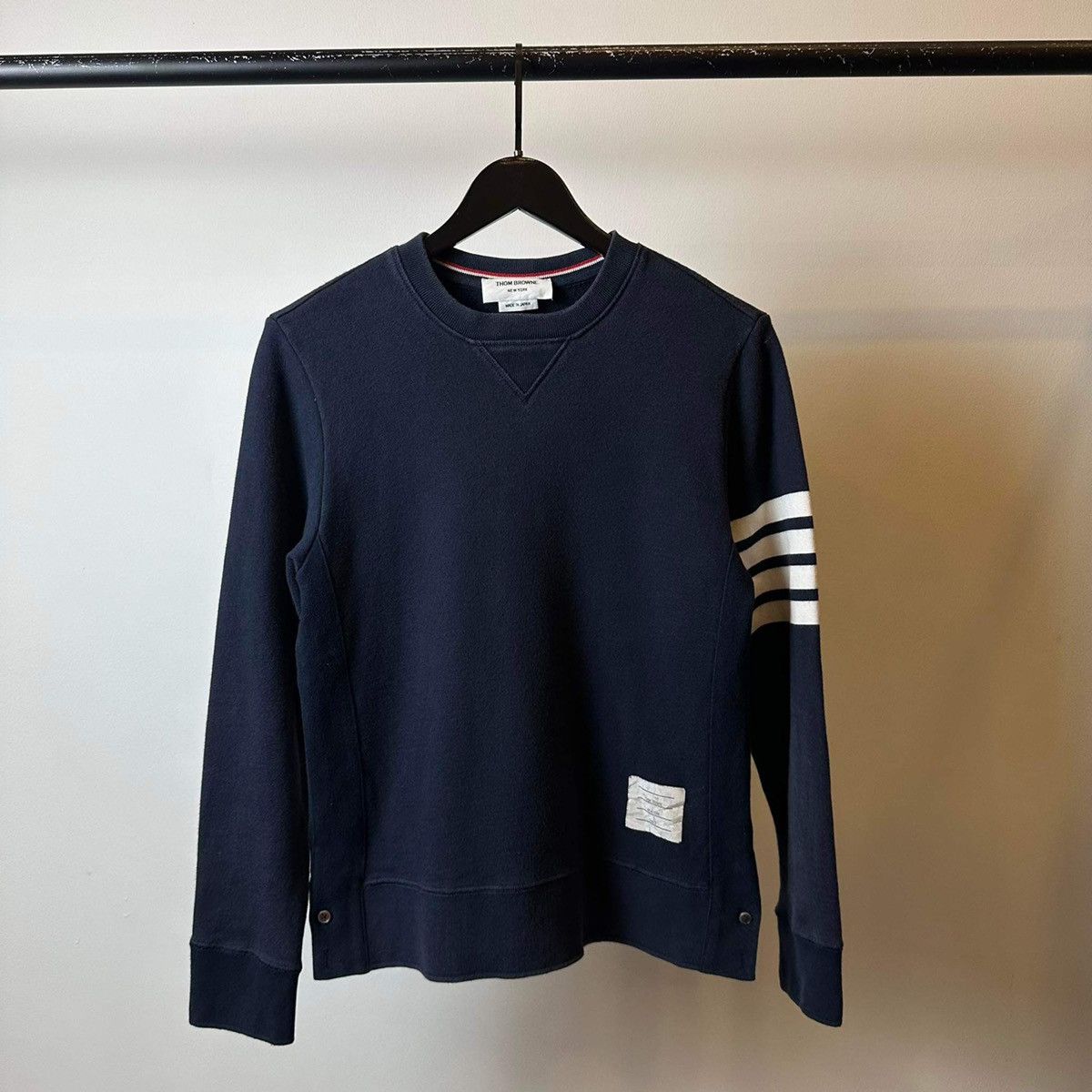 THOM BROWNE BAR NAVY SWEATER