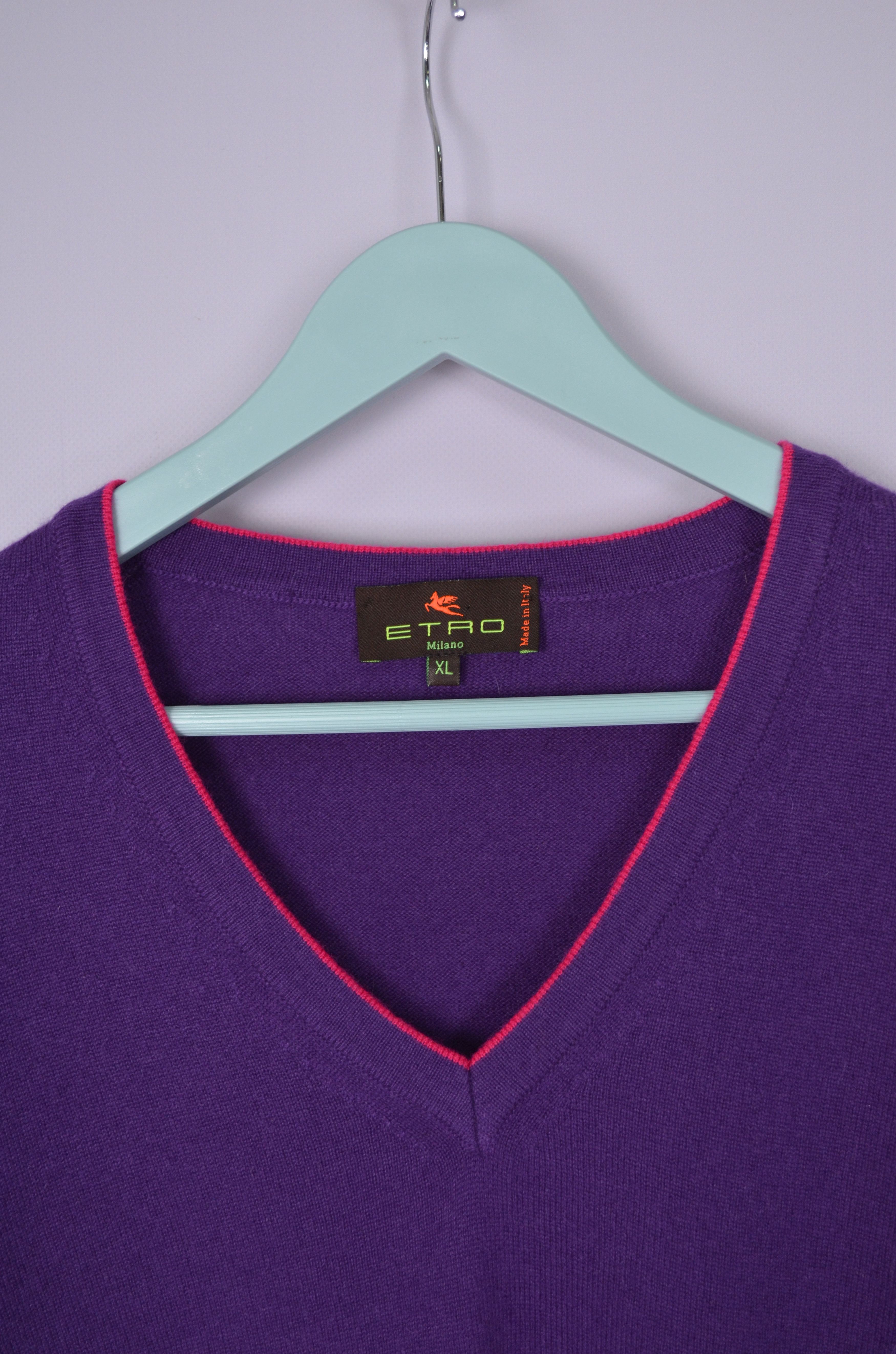 Designer × Etro ETRO 100% Cashmere V Neck Jumper Sweater Size XL Luxury Size US XL / EU 56 / 4 - 4 Thumbnail