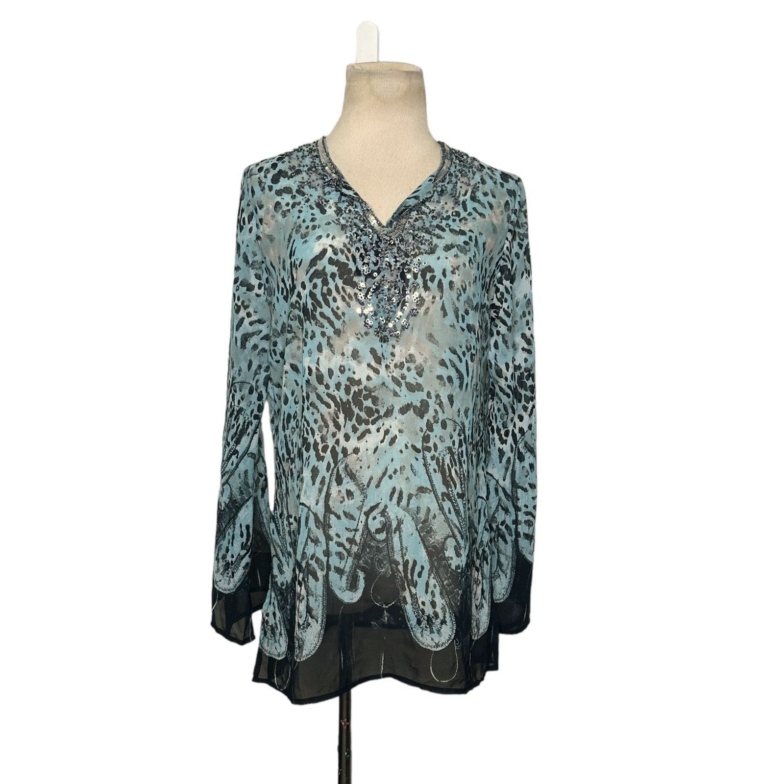 Saks Fifth Avenue Saks Fifth Avenue animal print sheer sequin tunic size Small Size S / US 4 / IT 40 - 13 Thumbnail