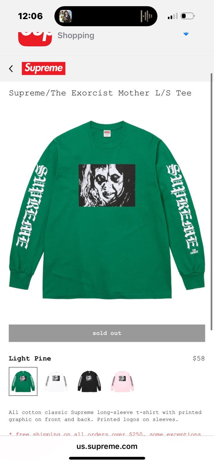 Supreme The Exorcist Mother L/S Tee XXL Supreme NYC Tee