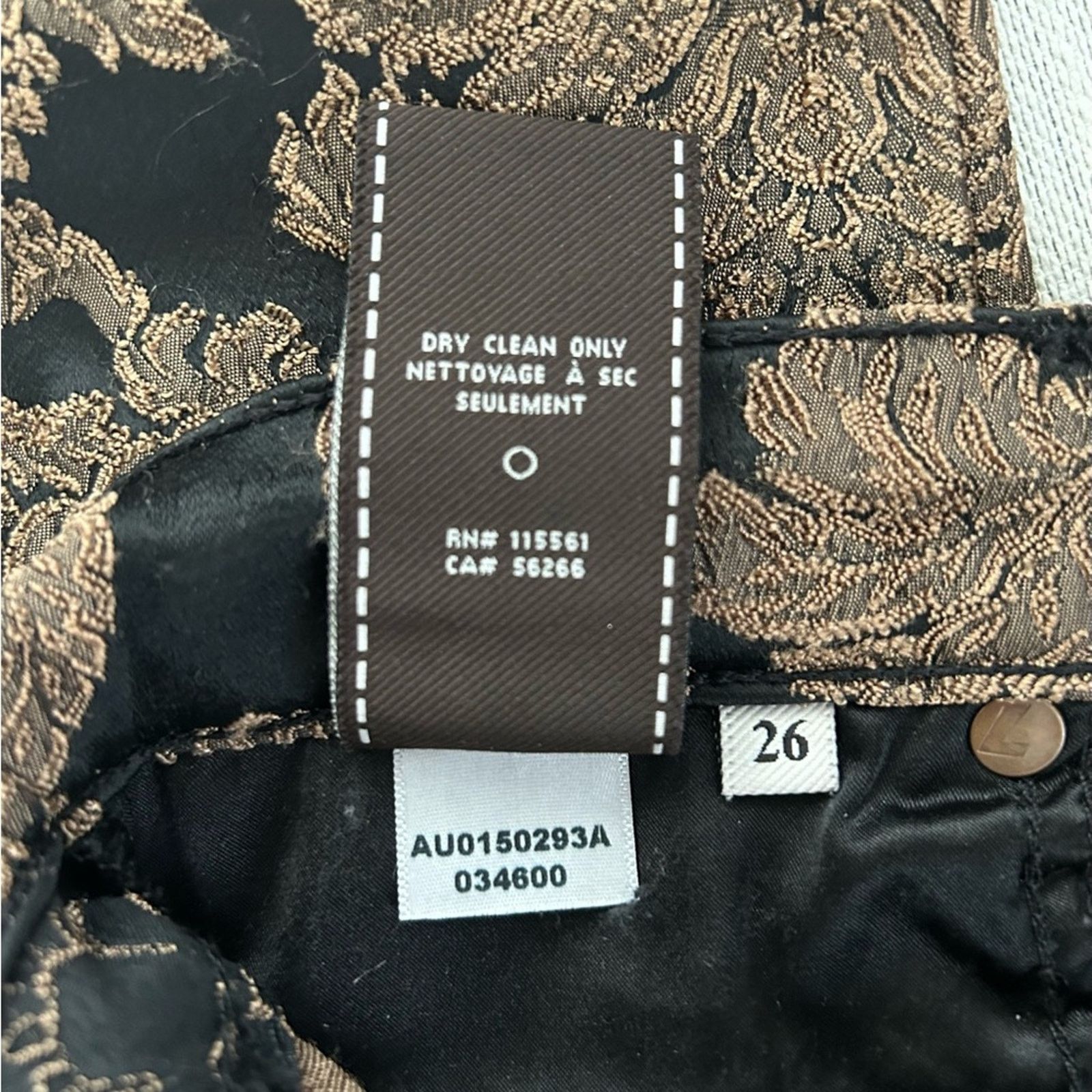 7 For All Mankind 7 for all mankind skinny jeans, tan and black brocade 26 Size 26" / US 2 / IT 38 - 2 Thumbnail