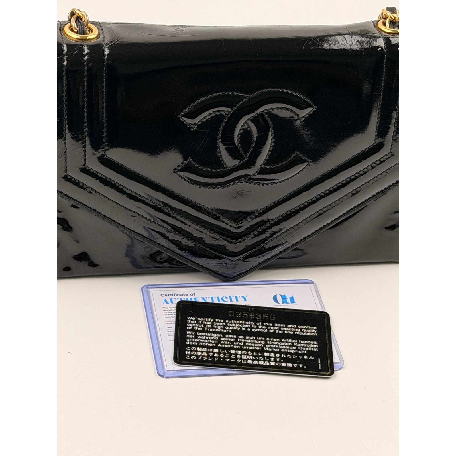 Chanel Chanel Vintage CC Black Patent Envelope Flap Bag Size ONE SIZE - 3 Thumbnail