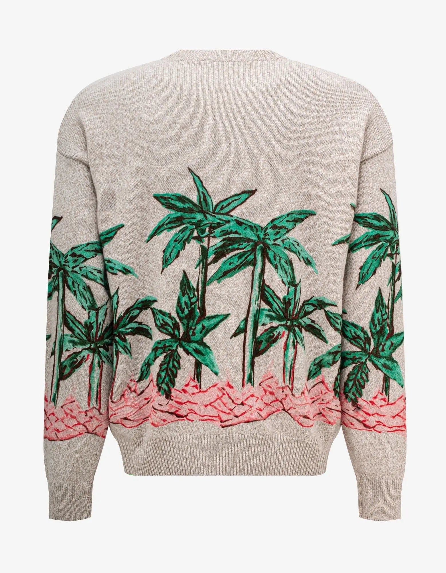 Palm Angels Palm Angels Cream Palms Row Printed Sweater Size US XL / EU 56 / 4 - 2 Thumbnail