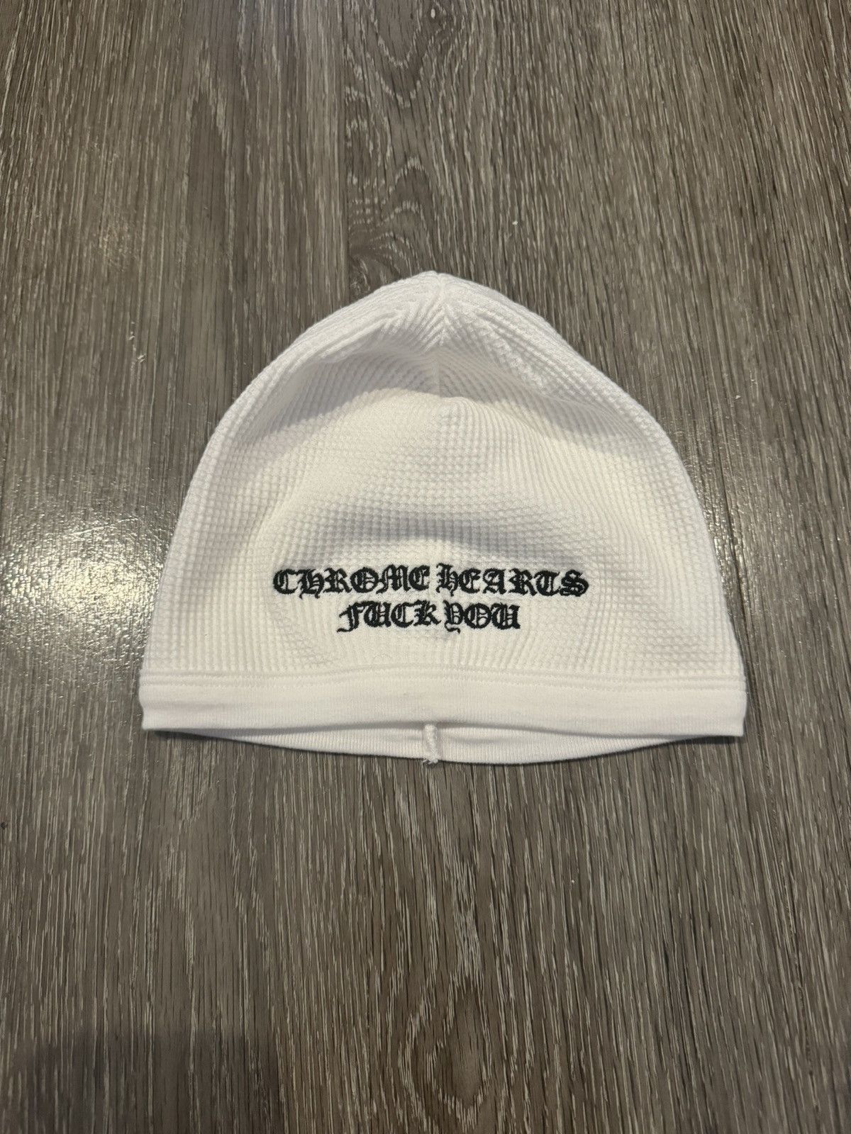 Pre-owned Chrome Hearts Vintage Waffle Thermal Beanie Hat White