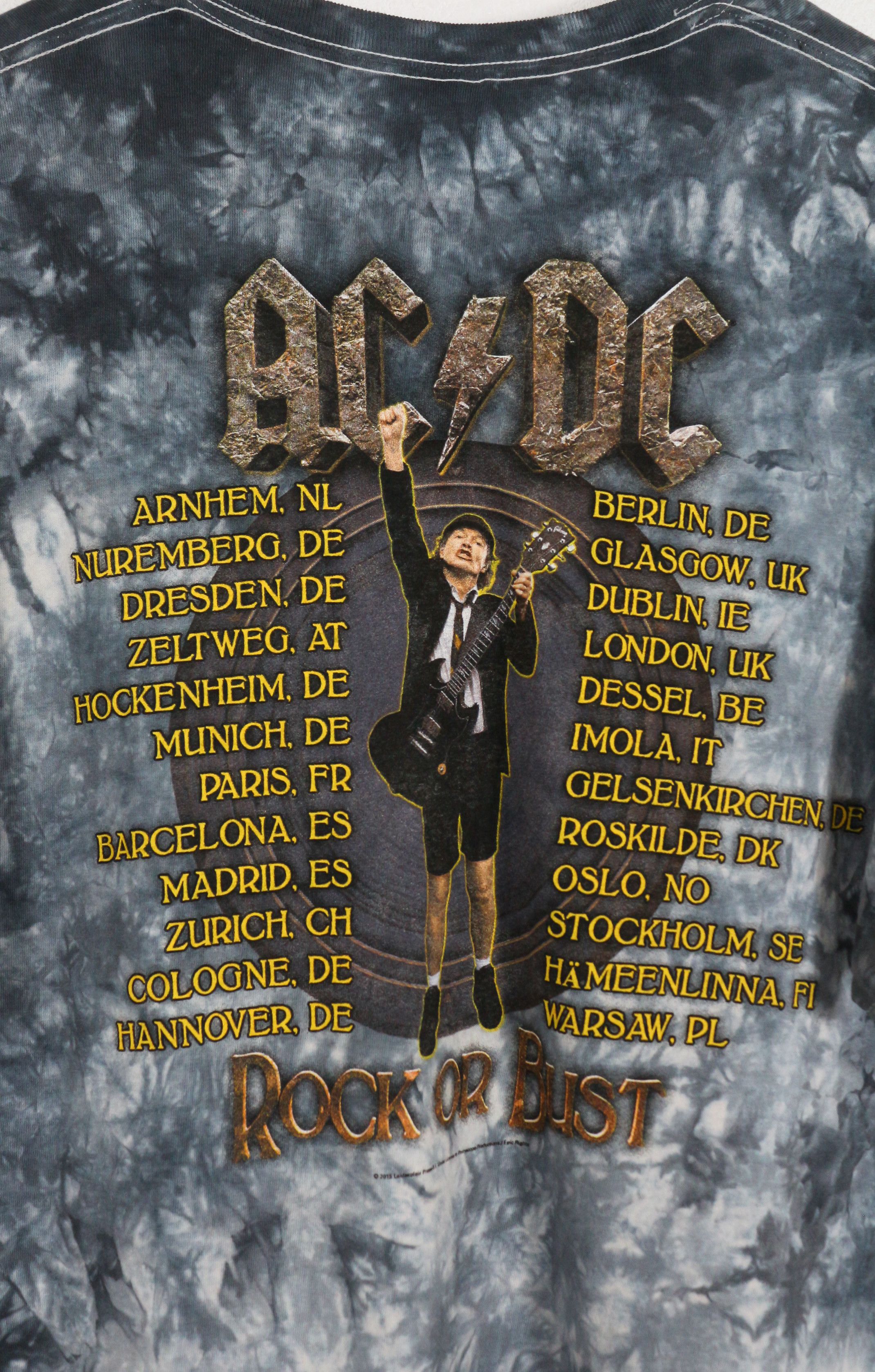 AC/DC × Band Tees × Vintage Vintage ACDC Rock or Bust Tie Dye Bleached Tee 90s Y2K Size US XL / EU 56 / 4 - 7 Thumbnail