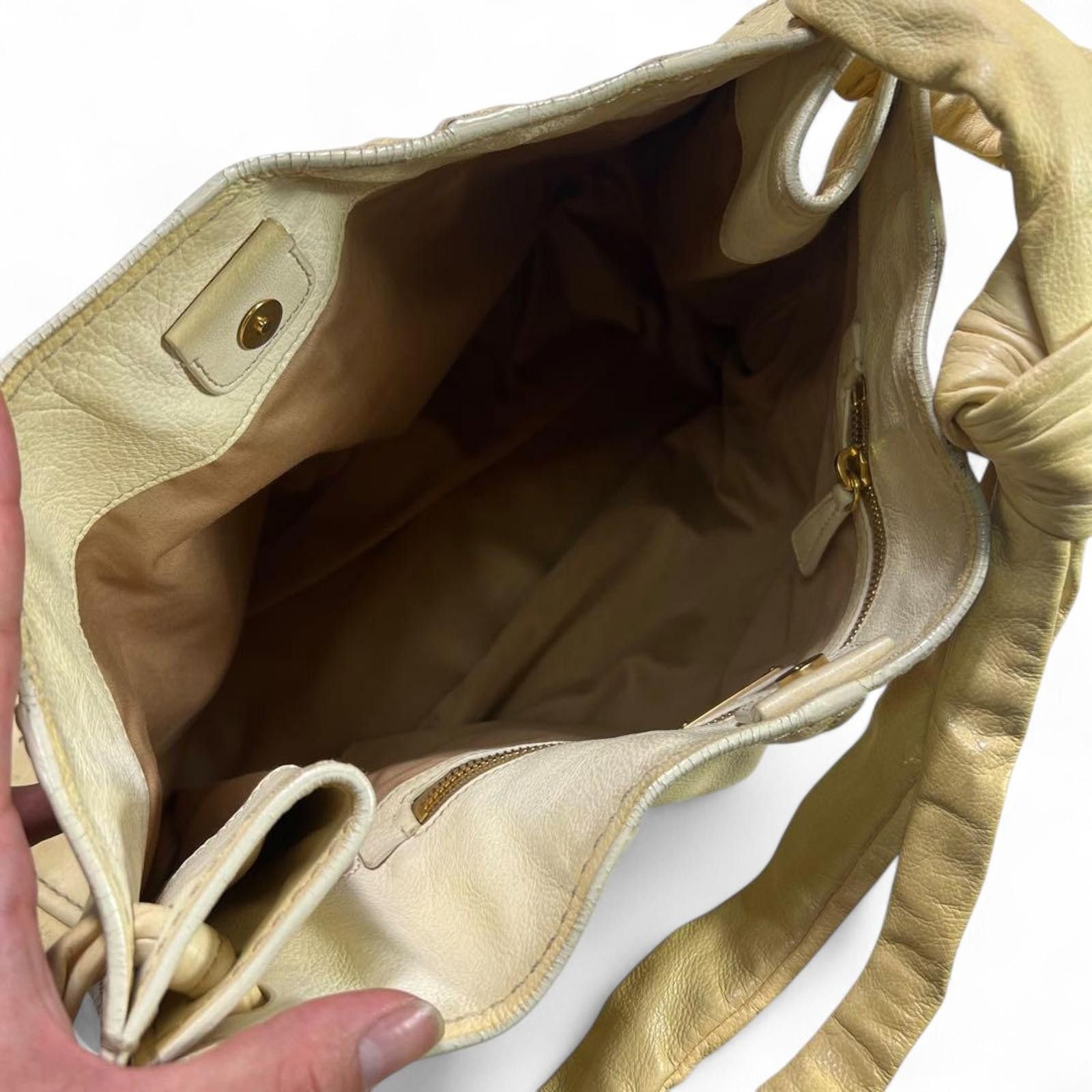 Miu Miu Miu Miu- Beige Leather Handbag with Knotted Handles Size ONE SIZE - 7 Thumbnail