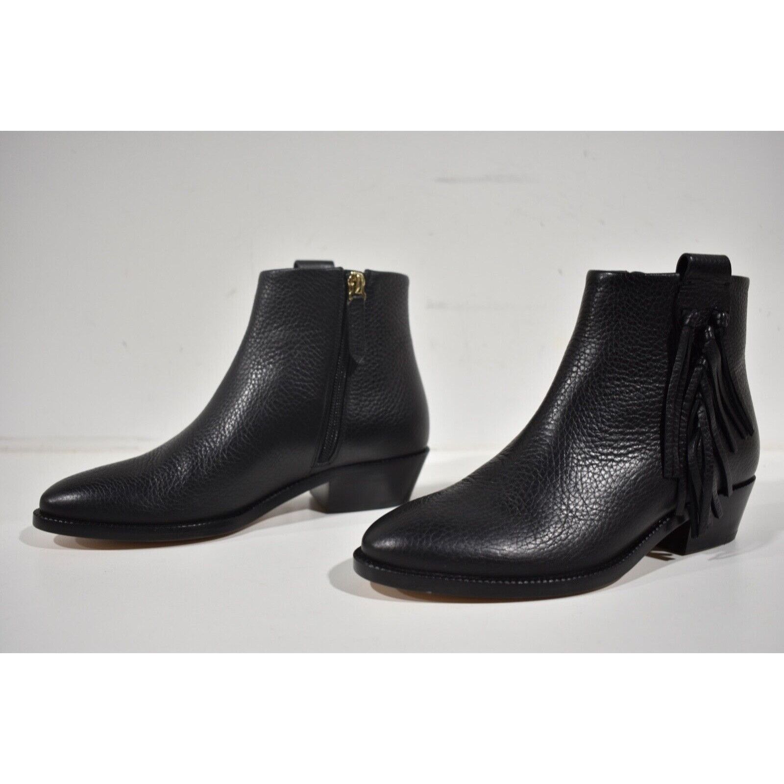 Valentino Valentino Rockstud Black Pebbled Leather Fringe Western Size US 5.5 / IT 35.5 - 7 Thumbnail