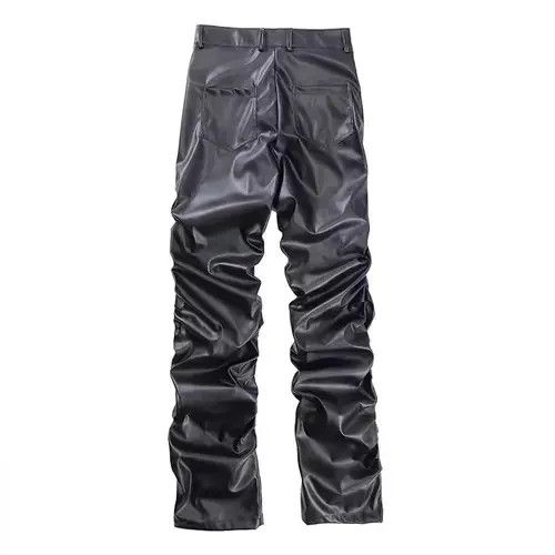 Jean Black Faux Stacked Leather Pants Size US 33 - 3 Thumbnail