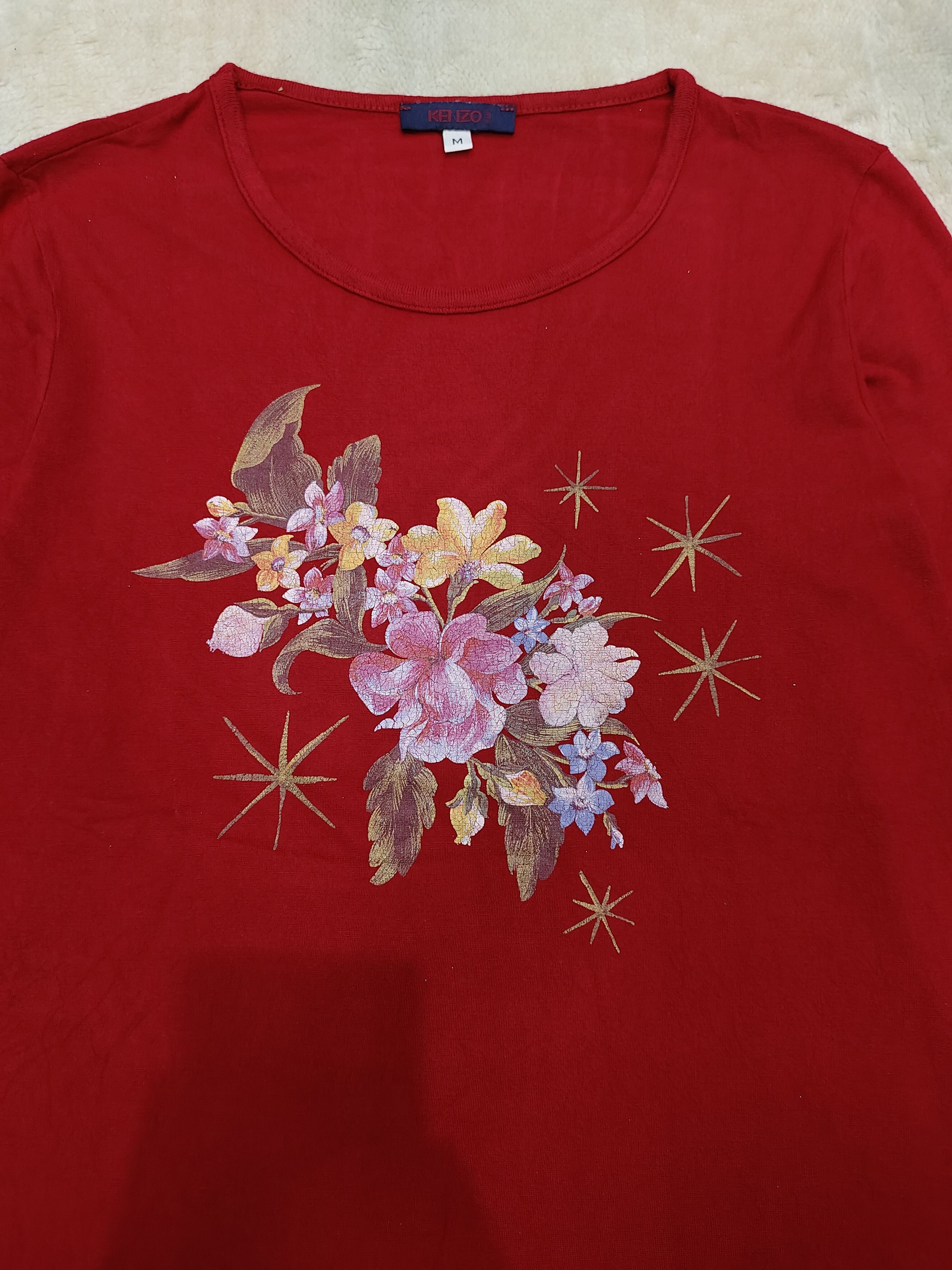 Kenzo 💥 Vtg Kenzo Flowers Graphic Long Sleeve Size M / US 6-8 / IT 42-44 - 2 Thumbnail