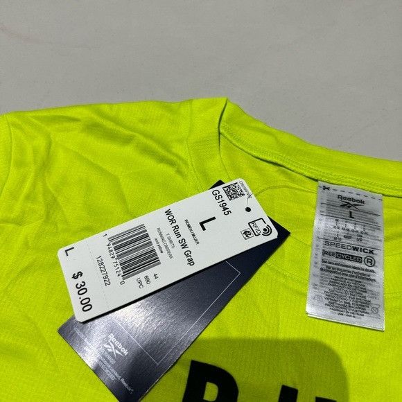 Reebok NWT REEBOK WOR RUN SW GRAP YELLOW T-SHIRT SZ LARGE L Size L / US 10 / IT 46 - 4 Thumbnail
