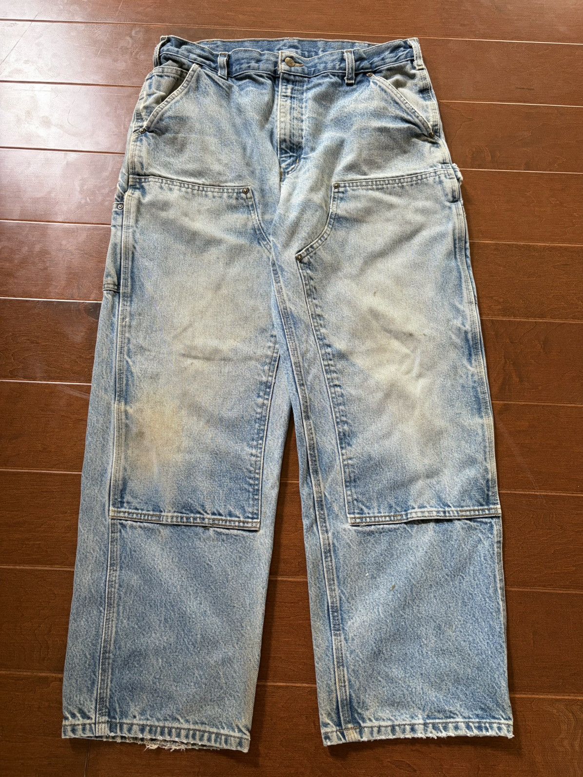 Carhartt Vintage Faded Carhartt Denim Blue Double Knees Size US 36 / EU 52 - 1 Thumbnail
