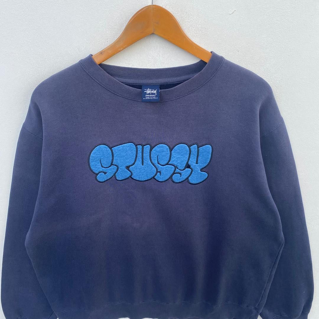 Stussy VINTAGE STUSSY GRAFFITI SWEATSHIRT MEDIUM LARGE DARK BLUE Size US M / EU 48-50 / 2 - 4 Thumbnail