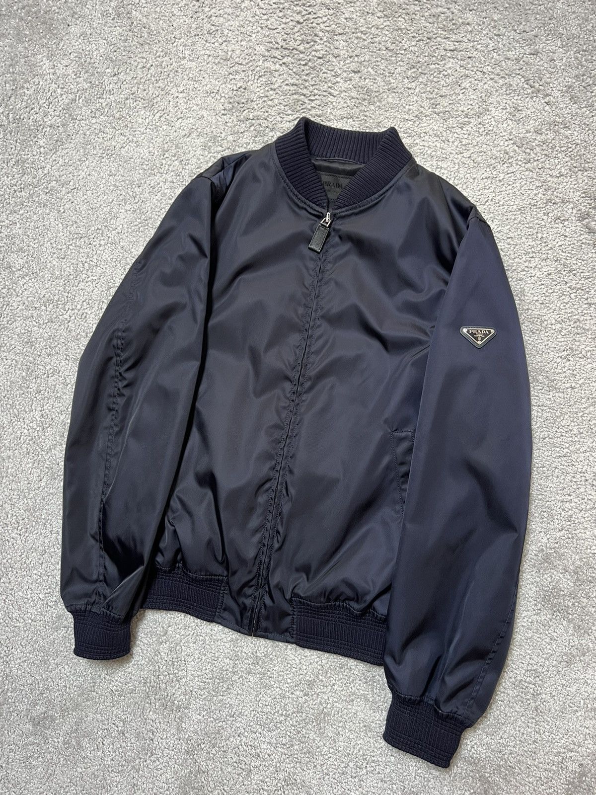 Prada Prada Triangle Logo Blue Nylon Bomber Size M Size US M / EU 48-50 / 2 - 3 Thumbnail