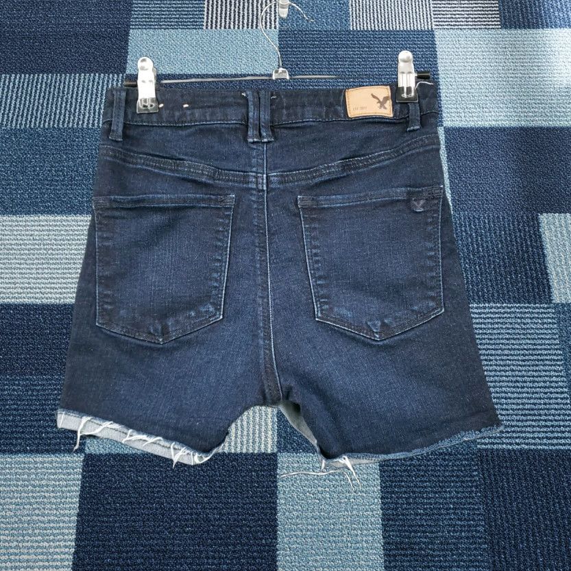 American Eagle Outfitters American Eagle Shorts Womens 0 Blue Cut-Off Mid Rise Stretch Dark Wash Denim Shirt? Size 25" / US 0 / IT 36 - 1 Thumbnail