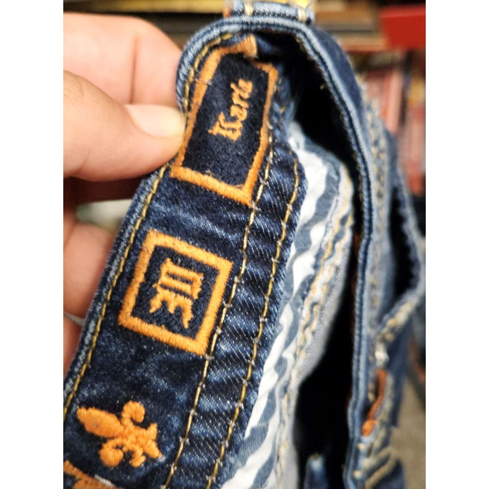 Vintage Rock Revival Karla Skinny Jeans 30 Dark Wash Blue Denim Rhinestone Studded Embroidered Pockets Women jeans Slim Size 30" / US 8 / IT 44 - 3 Thumbnail