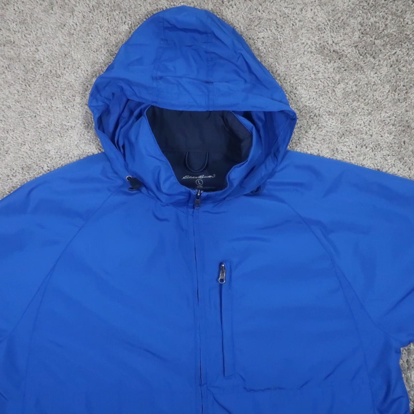 Eddie Bauer Eddie Bauer Windbreaker Jacket Men L Oversized Full Zip Hooded Packable Solid Blue Windbreaker Jacket Mens L Size US L / EU 52-54 / 3 - 4 Thumbnail