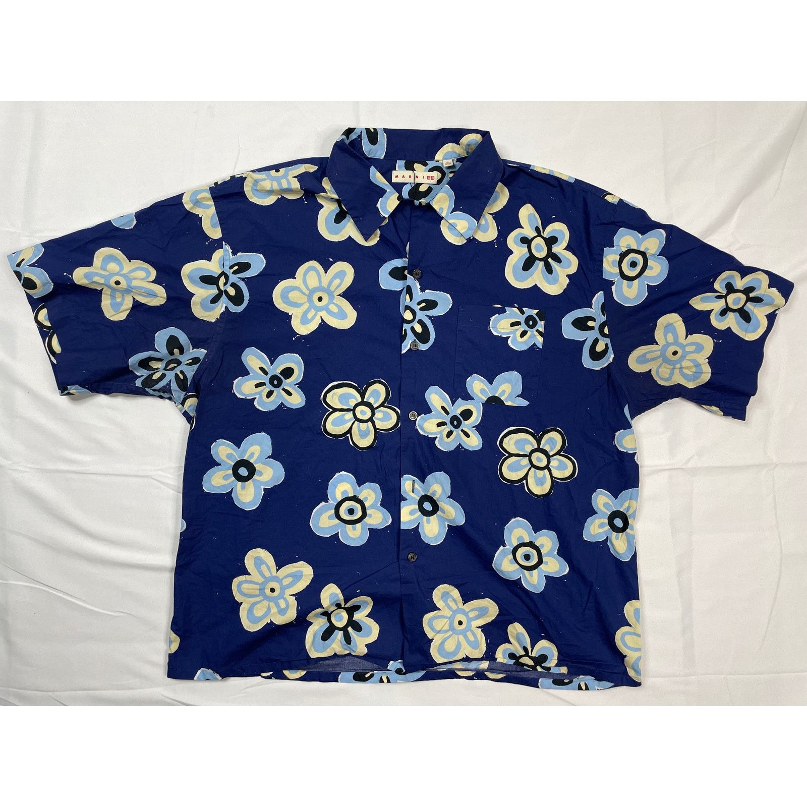 image of Marni Blue Flower Button Up Size:xl Used, Men's