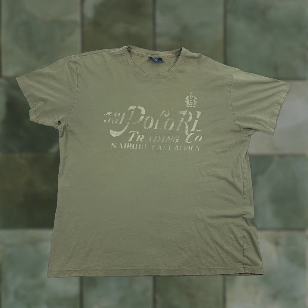Polo Ralph Lauren VINTAGE Polo Ralph Lauren Trading Company T Shirt Adult Large Green Logo 90s Y2K Mens Size US L / EU 52-54 / 3 - 1 Thumbnail