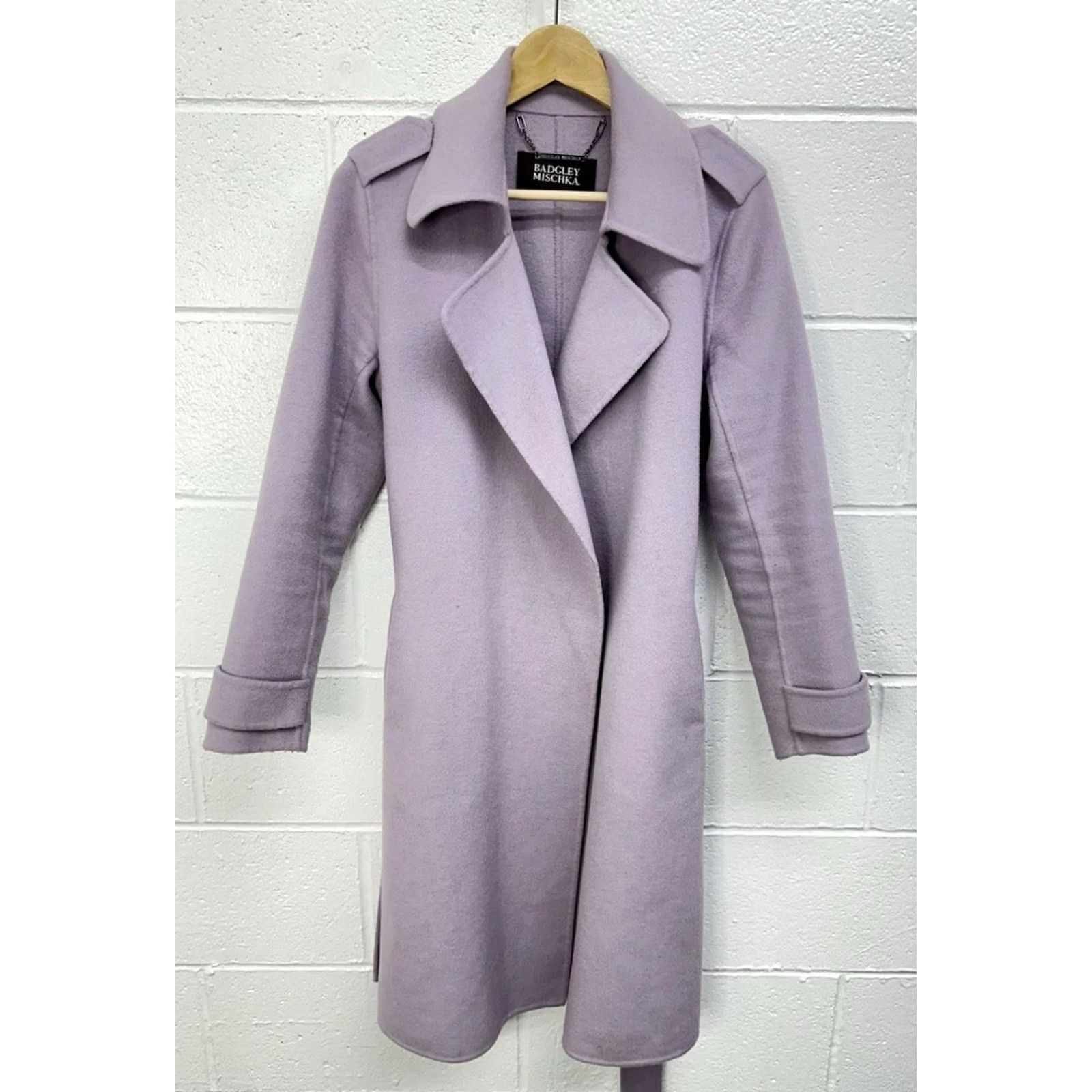 Badgley Mischka Badgley Mischka Coat Purple Wool Blend Long Belted Women’s M Size M / US 6-8 / IT 42-44 - 3 Thumbnail