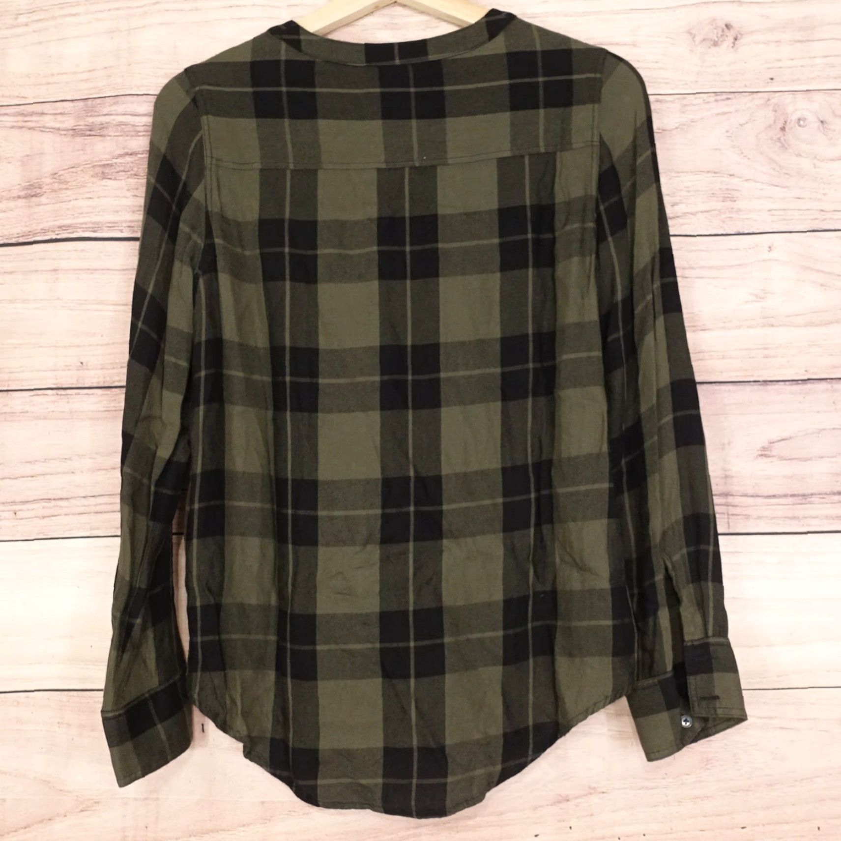 Express Express Women’s XS Green Plaid Lace-Up Long Sleeve Blouse Shirt Rayon Pockets Tunic Size XS / US 0-2 / IT 36-38 - 4 Thumbnail