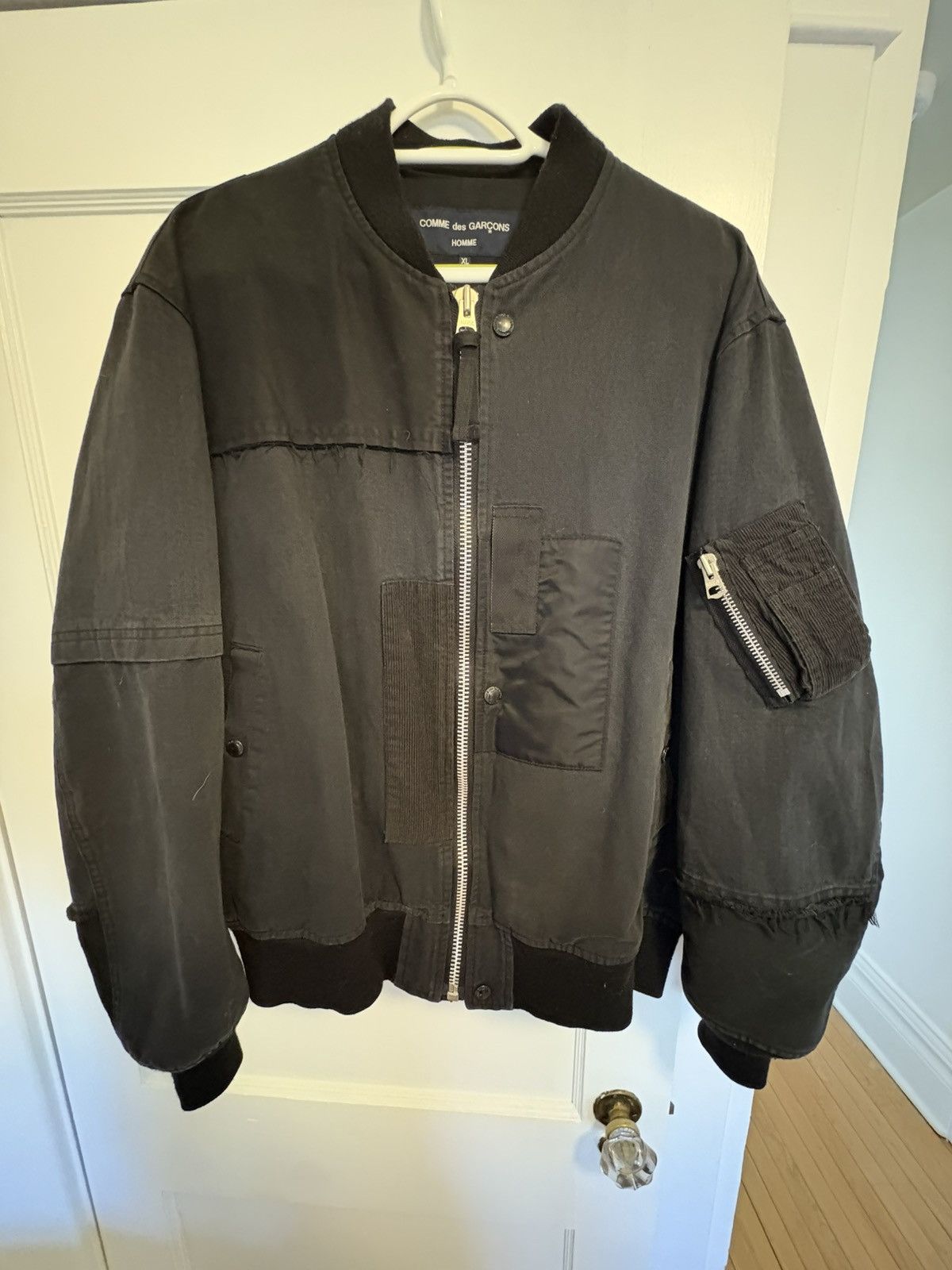 Comme des Garcons Homme cdgh asymmetric patchwork bomber Size US XL / EU 56 / 4 - 1 Thumbnail