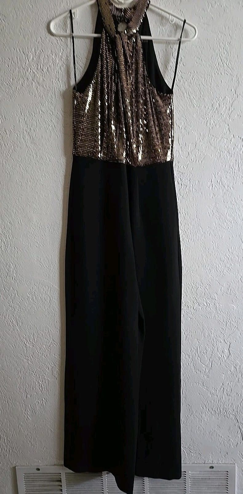 Other JULIA JORDAN Womens Evening Jumpsuit Size 4 Gold Black NEW Size 27" / US 4 / IT 40 - 2 Thumbnail