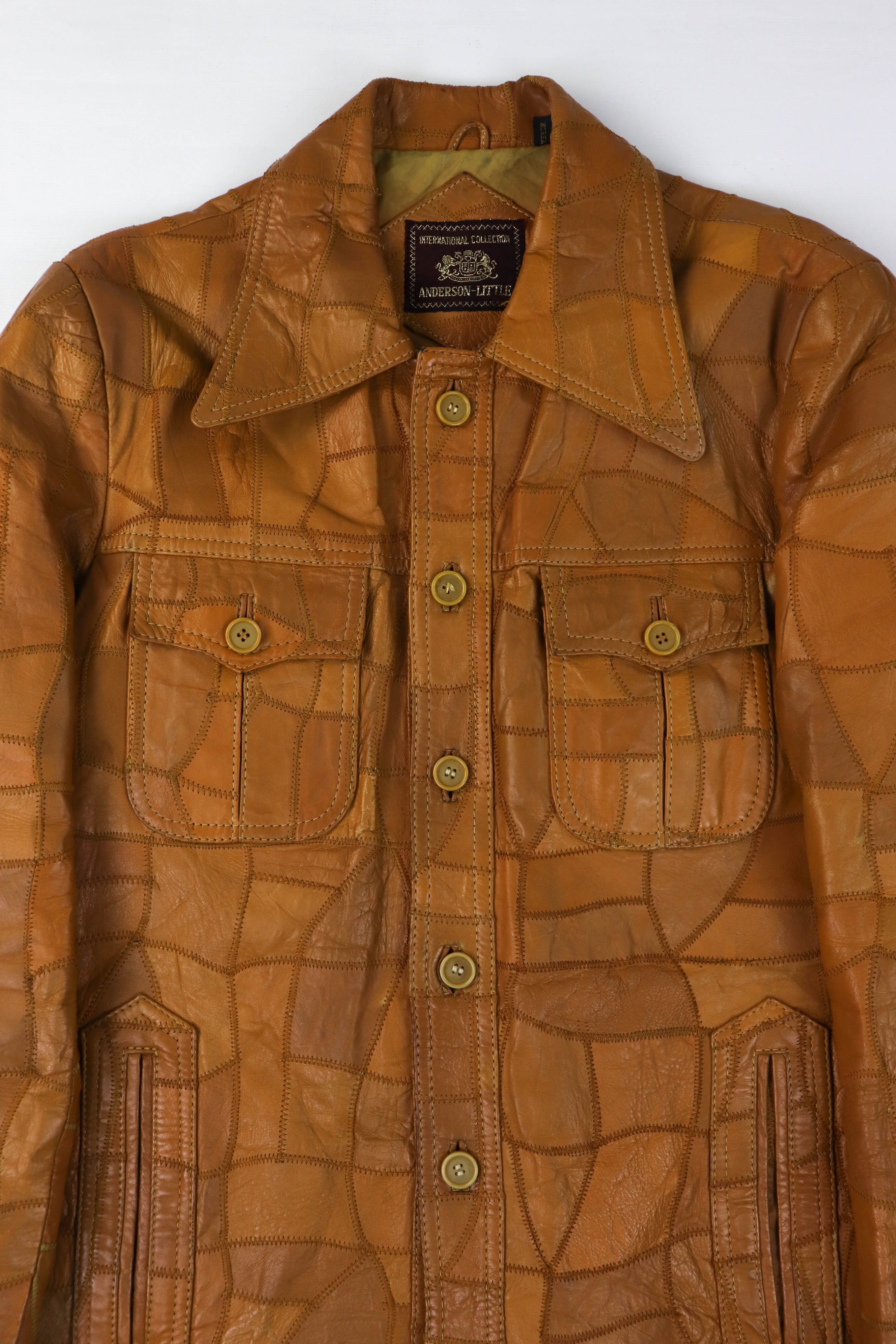 Vintage 70-80s Vintage Korean Caramel Tan Patchwork Leather Jacket Size US L / EU 52-54 / 3 - 5 Thumbnail