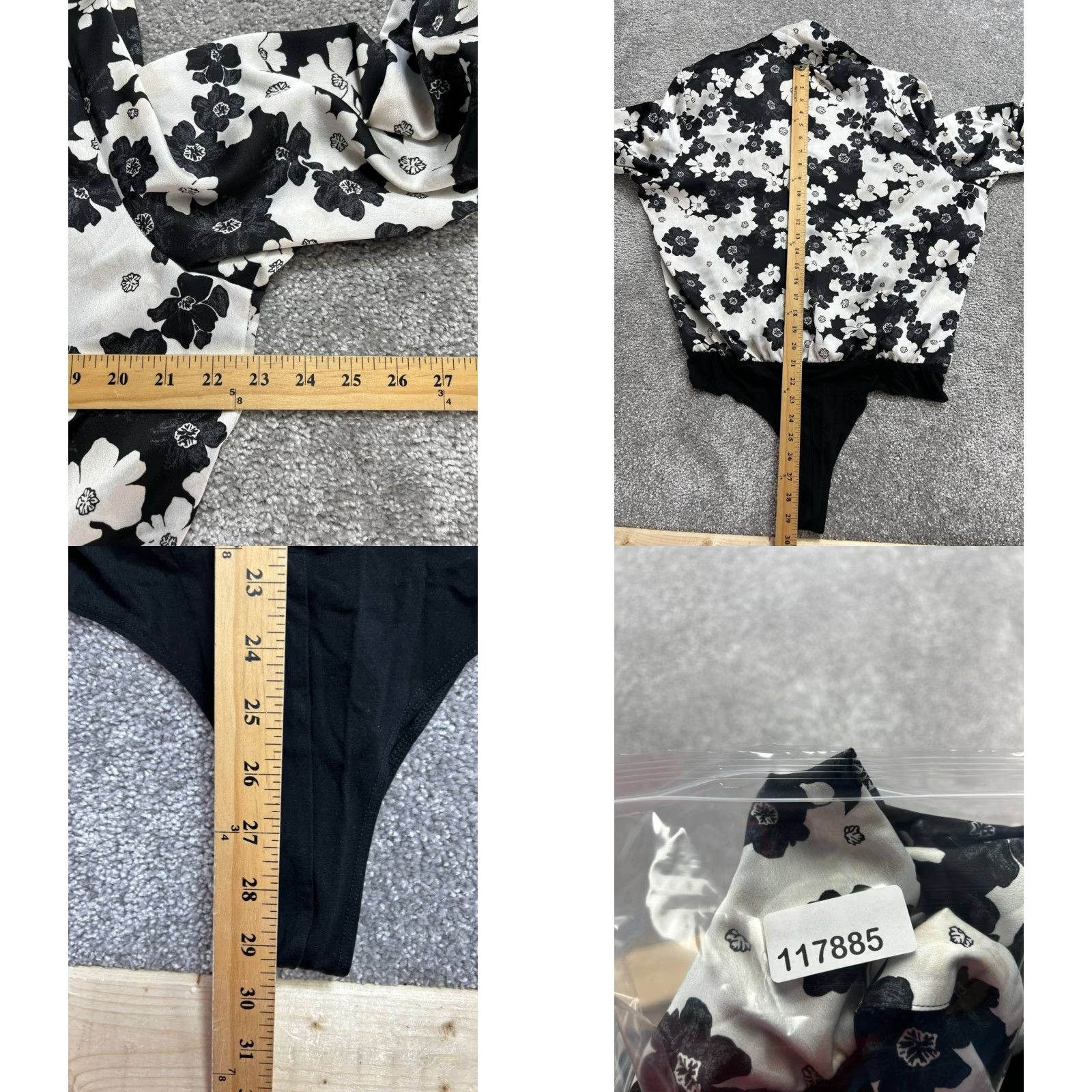 Ann Taylor VINTAGE Ann Taylor Wrap Bodysuit Womens XL Black Floral Stretch Lined Surplice Neck New Size XL / US 12-14 / IT 48-50 - 8 Thumbnail