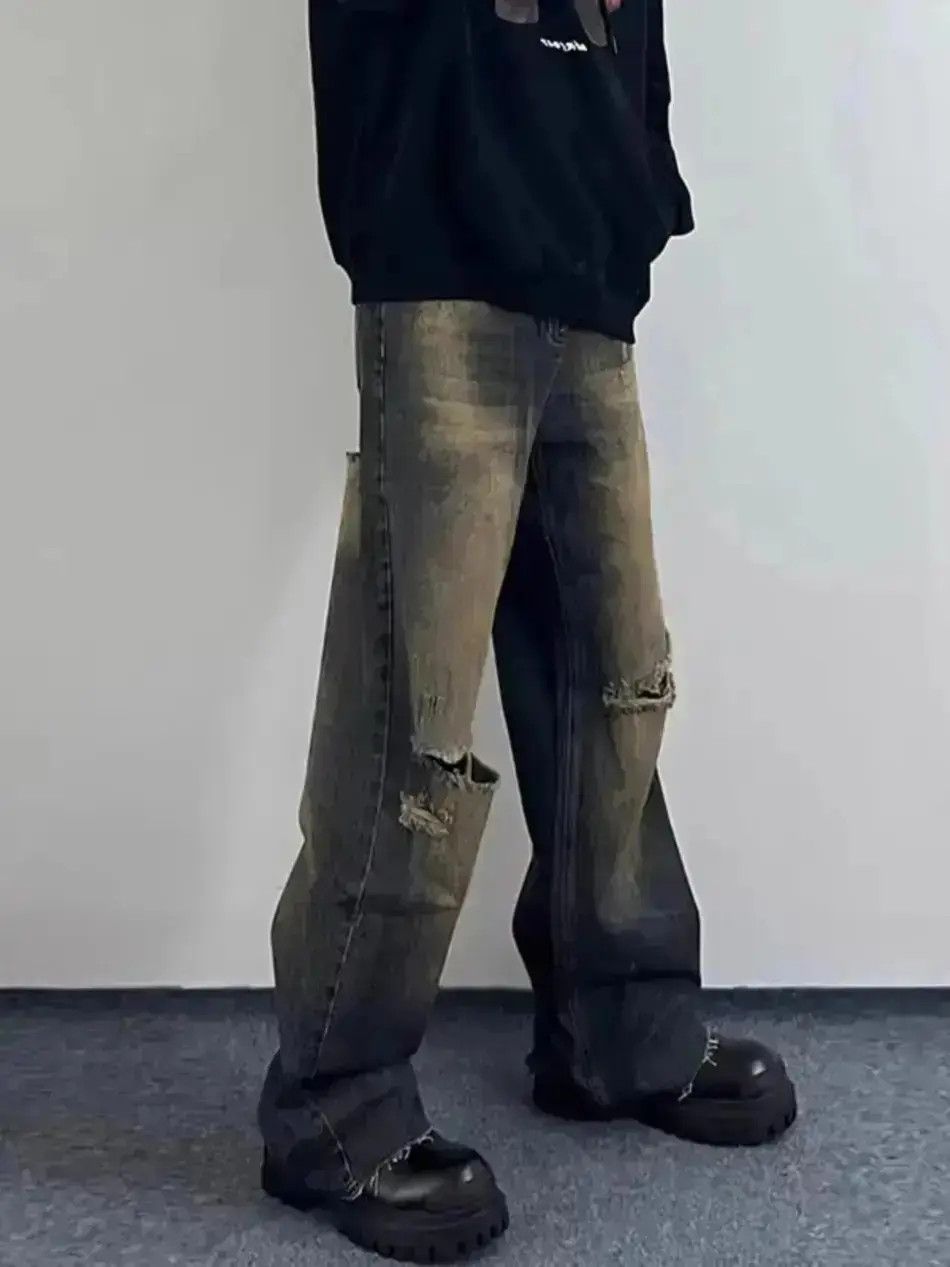 Japanese Brand Retro distressed wide leg jeans Size US 30 / EU 46 - 4 Thumbnail
