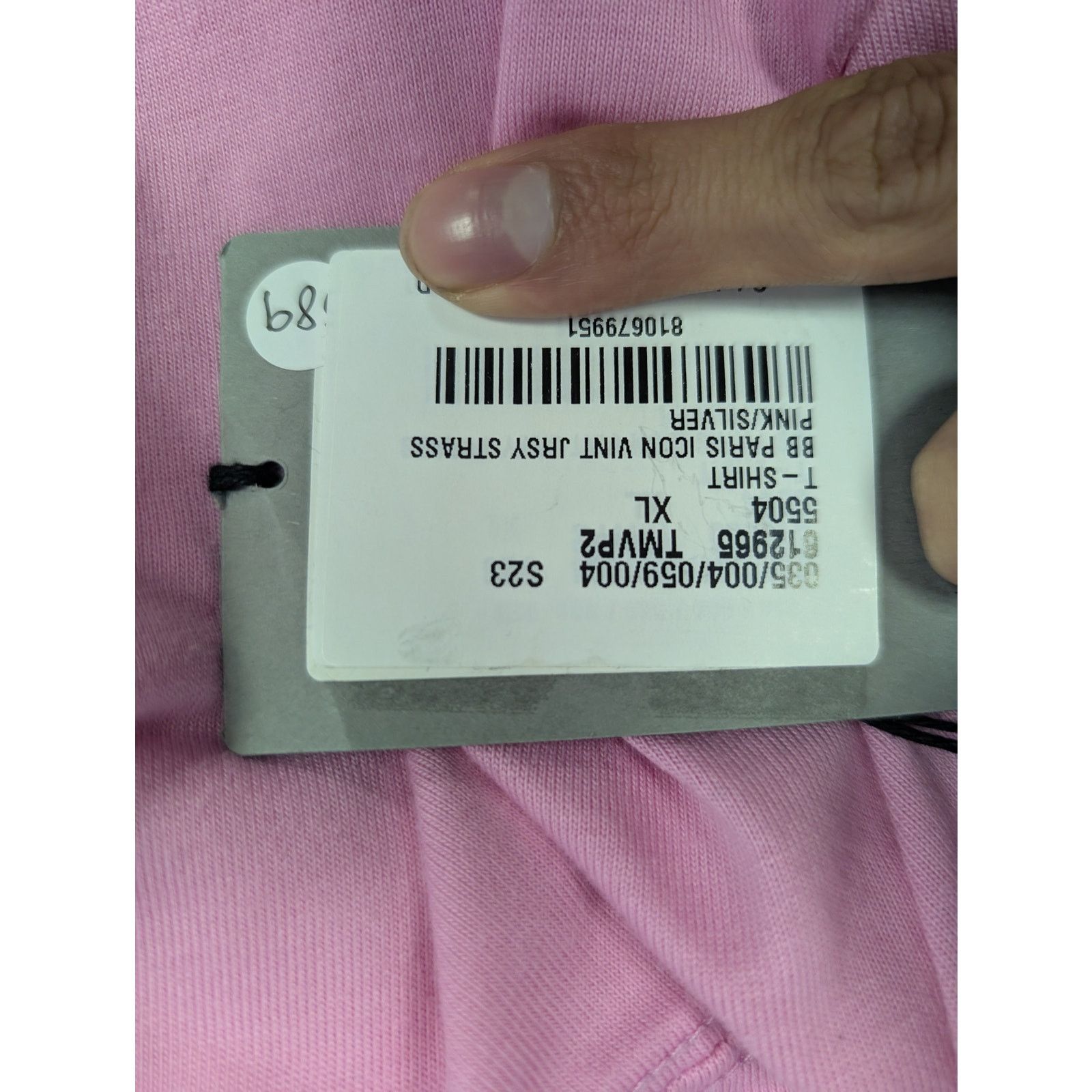 Balenciaga o1rshd1 BB Paris Icon Vintage Jersey Strass T-Shirt in Pink Size US XL / EU 56 / 4 - 20 Thumbnail