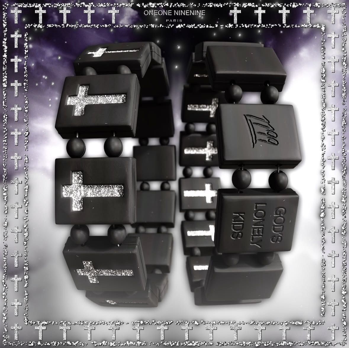 bazo1199 bracelet 十字架 black 1199 Bazo 1199 Diamond Crosses Bracelet | Grailed