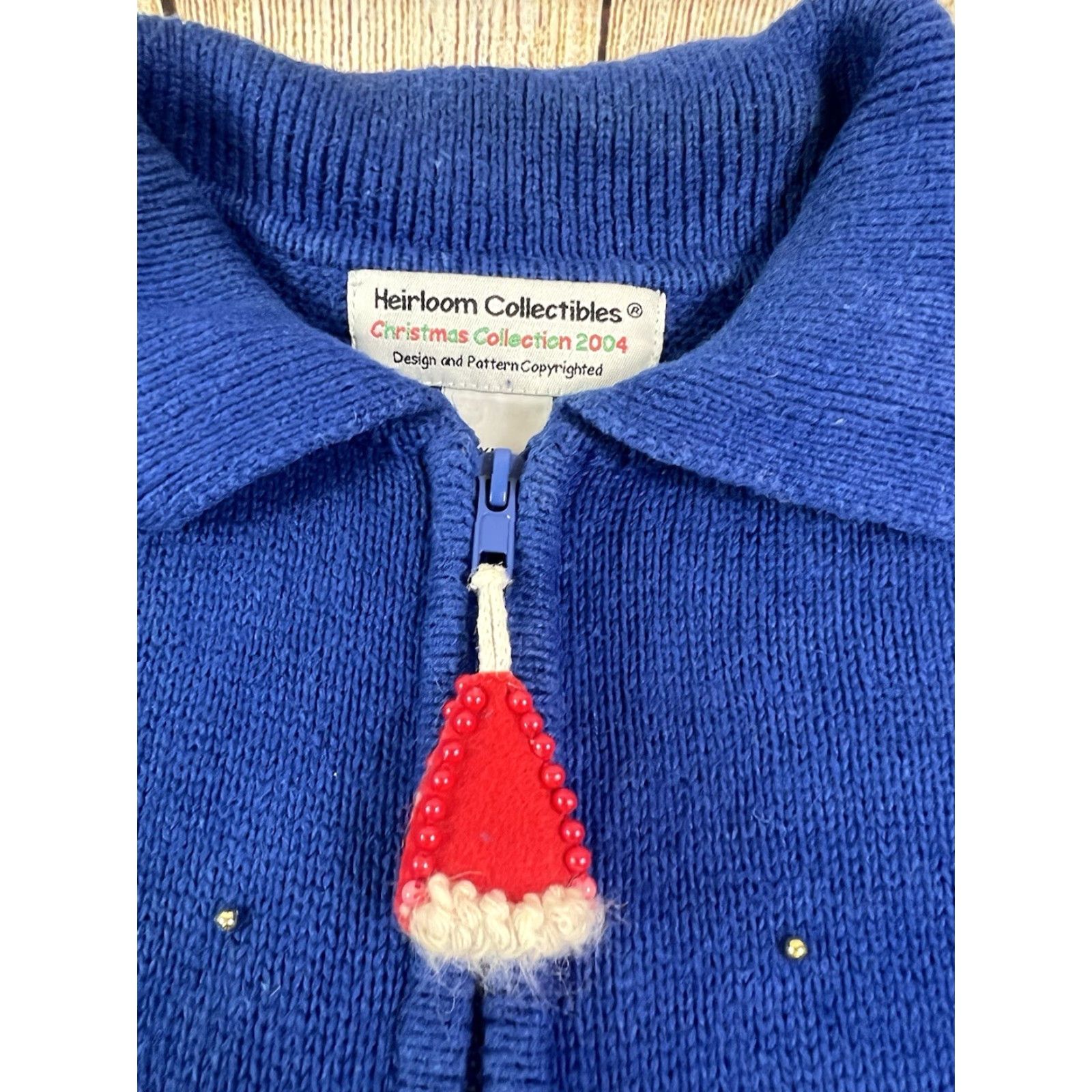Vintage VINTAGE Heirloom Collectibles Christmas Santa Claus Blue Zip Cardigan Sweater XL Women Regular Size XL / US 12-14 / IT 48-50 - 5 Thumbnail