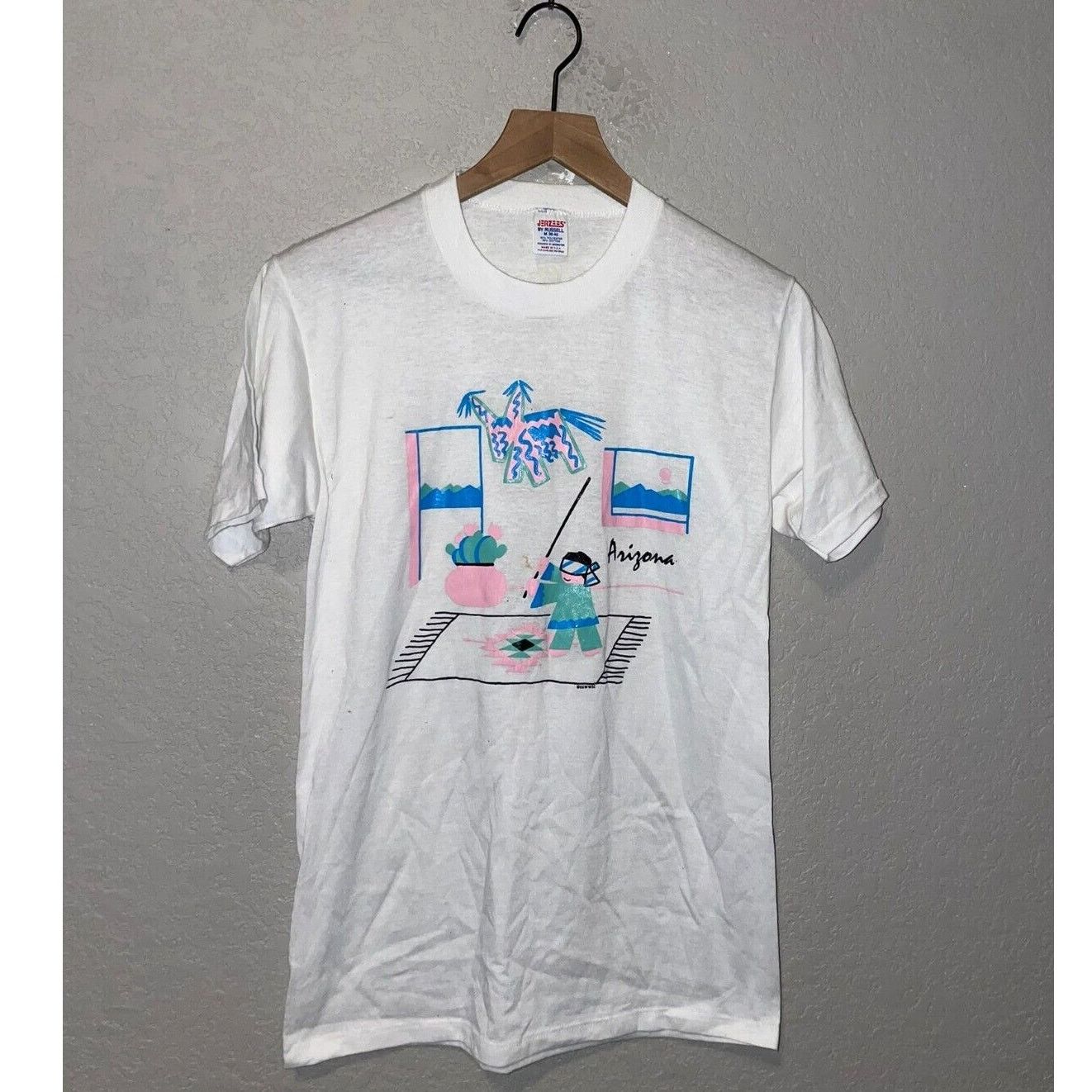 Jerzees Vintage Arizona Shirt Pinata Party Graphic White M Tee Size US M / EU 48-50 / 2 - 1 Thumbnail
