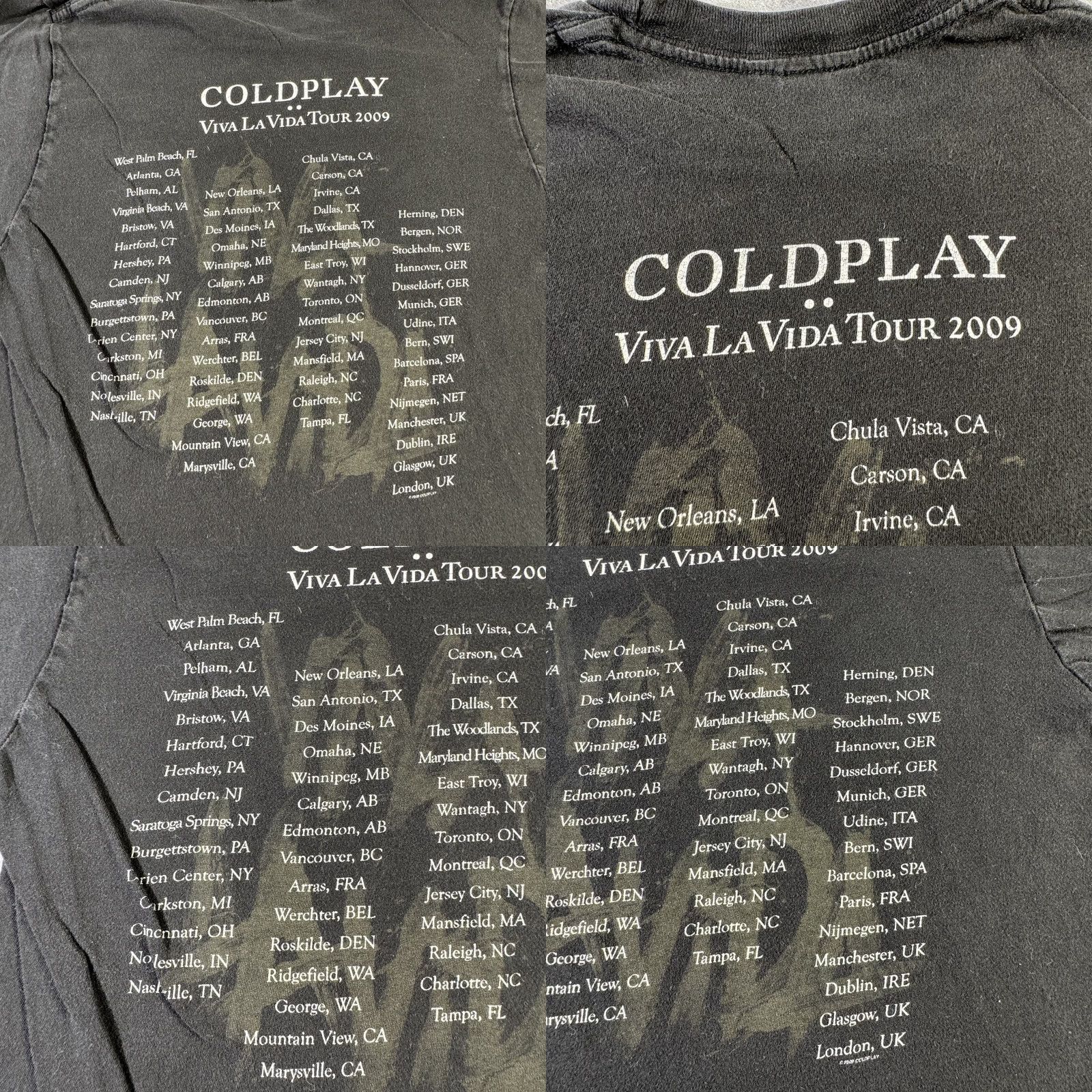 Tultex VINTAGE Coldplay Viva La Vida Tour Shirt Mens Small Black Band Concert Tee 2009 Tour Dates Tultex Size US S / EU 44-46 / 1 - 9 Thumbnail