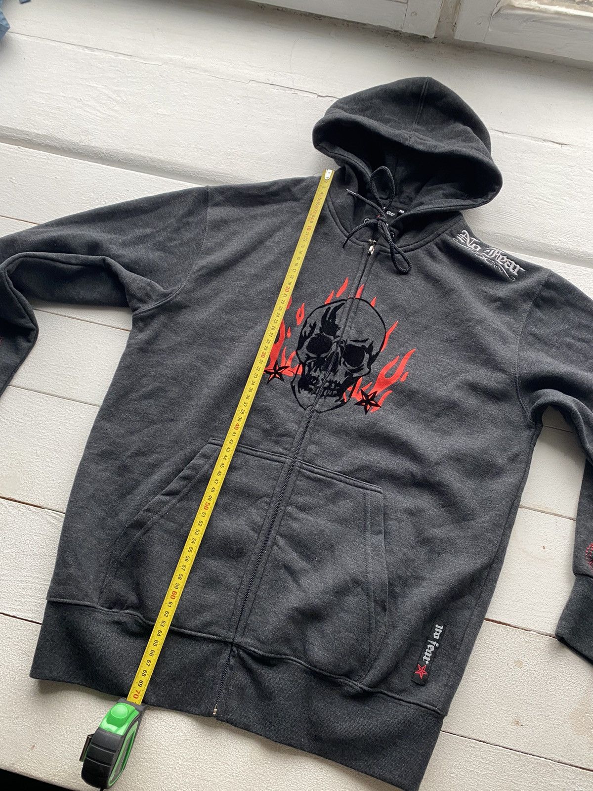 No Fear × Vintage 🔥90s No Fear Skull Gothic Flame Zip Up Hoodie Mens Vintage M Size US M / EU 48-50 / 2 - 8 Thumbnail