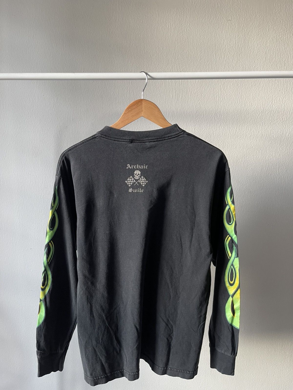 Vintage 90s Archaic Smile Green Flame Shirt Size US M / EU 48-50 / 2 - 5 Thumbnail