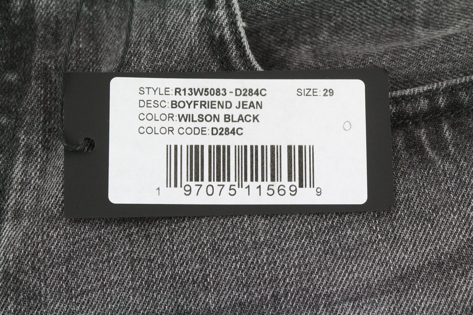 R13 BOYFRIEND 29 Wilson Black Whiskers Faded PS25 86675 Size 29" - 7 Thumbnail