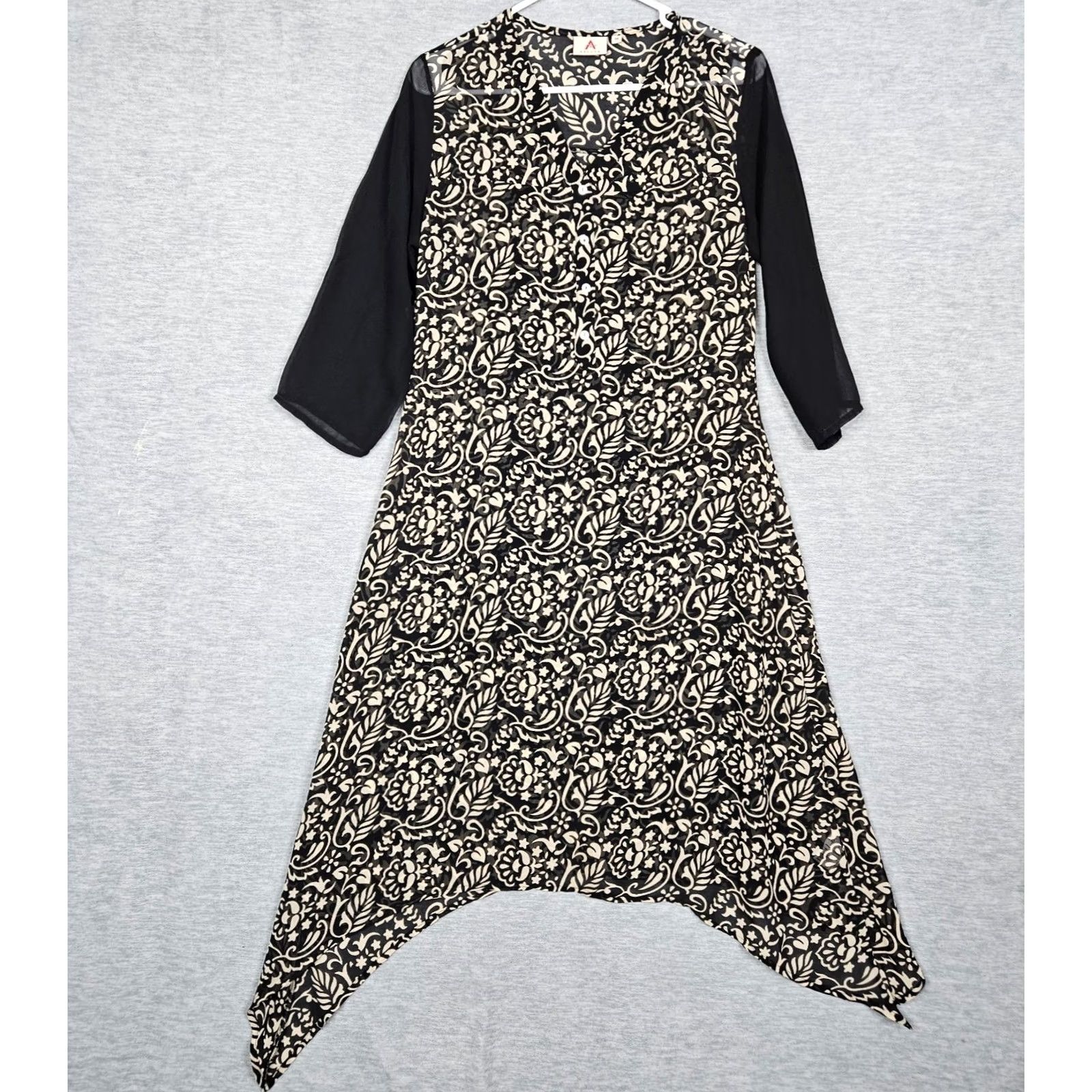 Vintage ATEESA Women's Hanky Hem Long Sleeve Floral Printed Dress Sz M Size M / US 6-8 / IT 42-44 - 2 Thumbnail